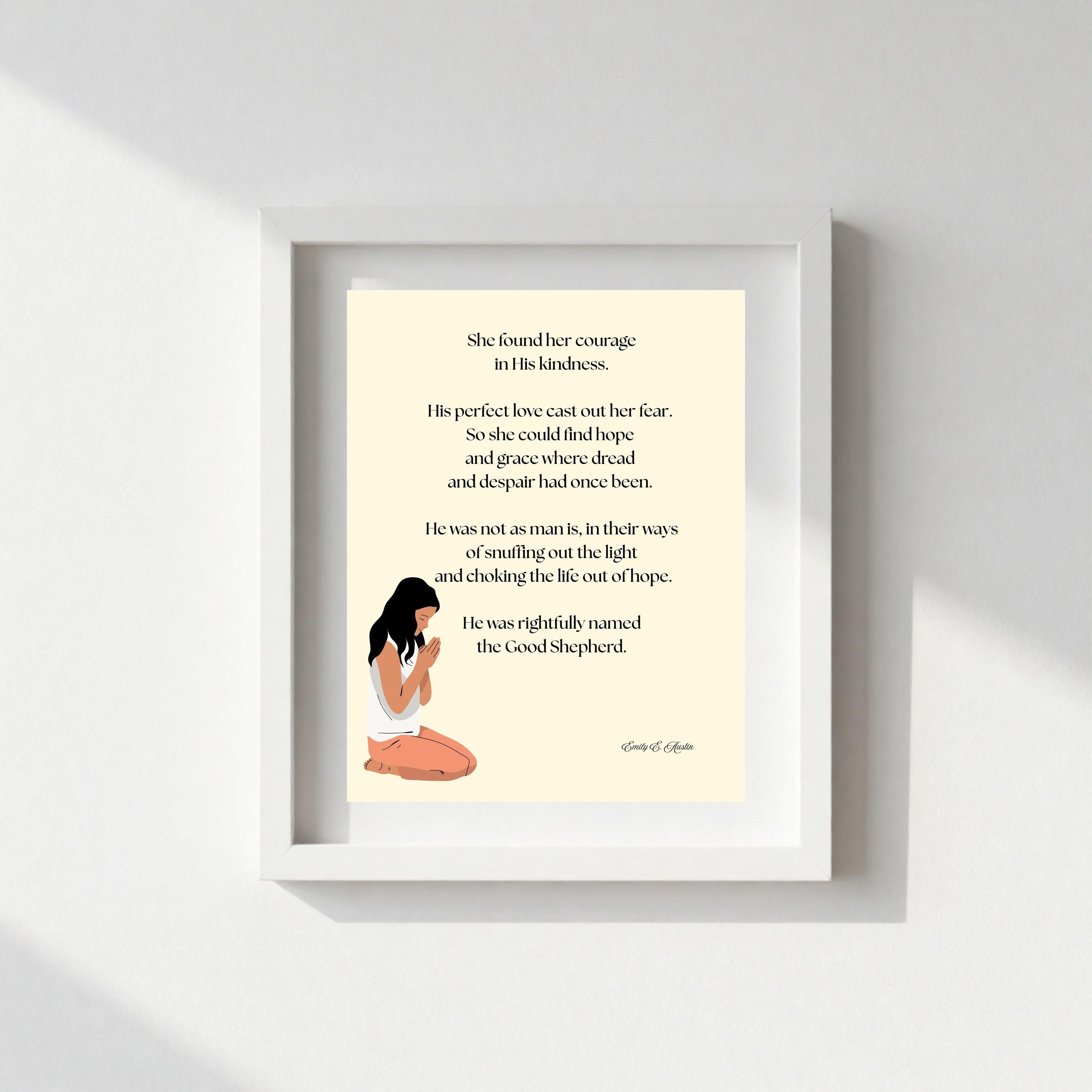 She Found Her Courage wall art, prayer design, digital download poster, meditation quote decor