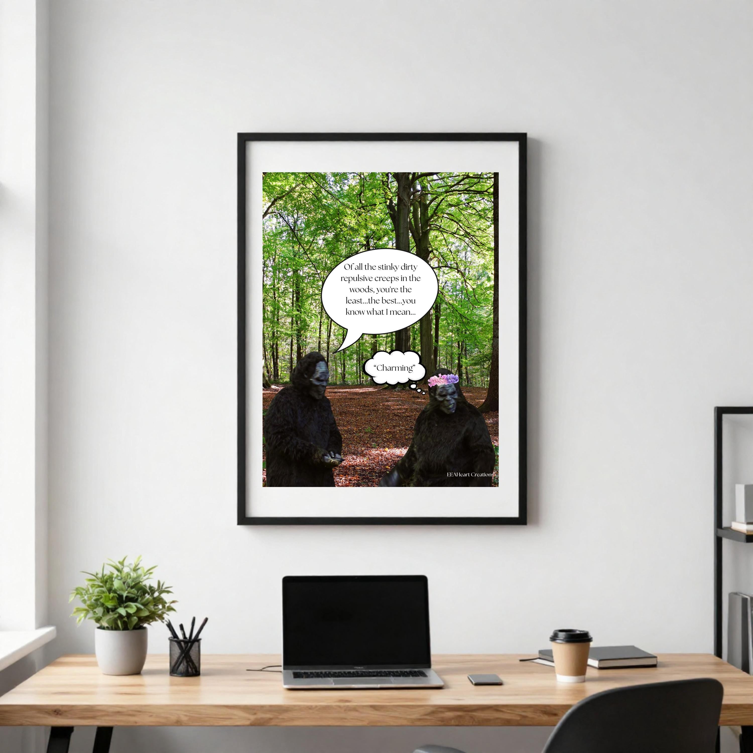Bigfoot Love Life, digital download poster, wall art