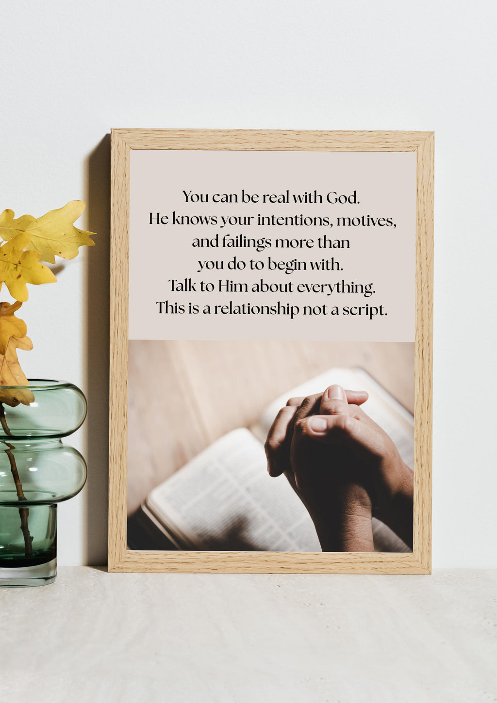 You Can Be Real printable, praying hands spiritual quote wall art, digital download