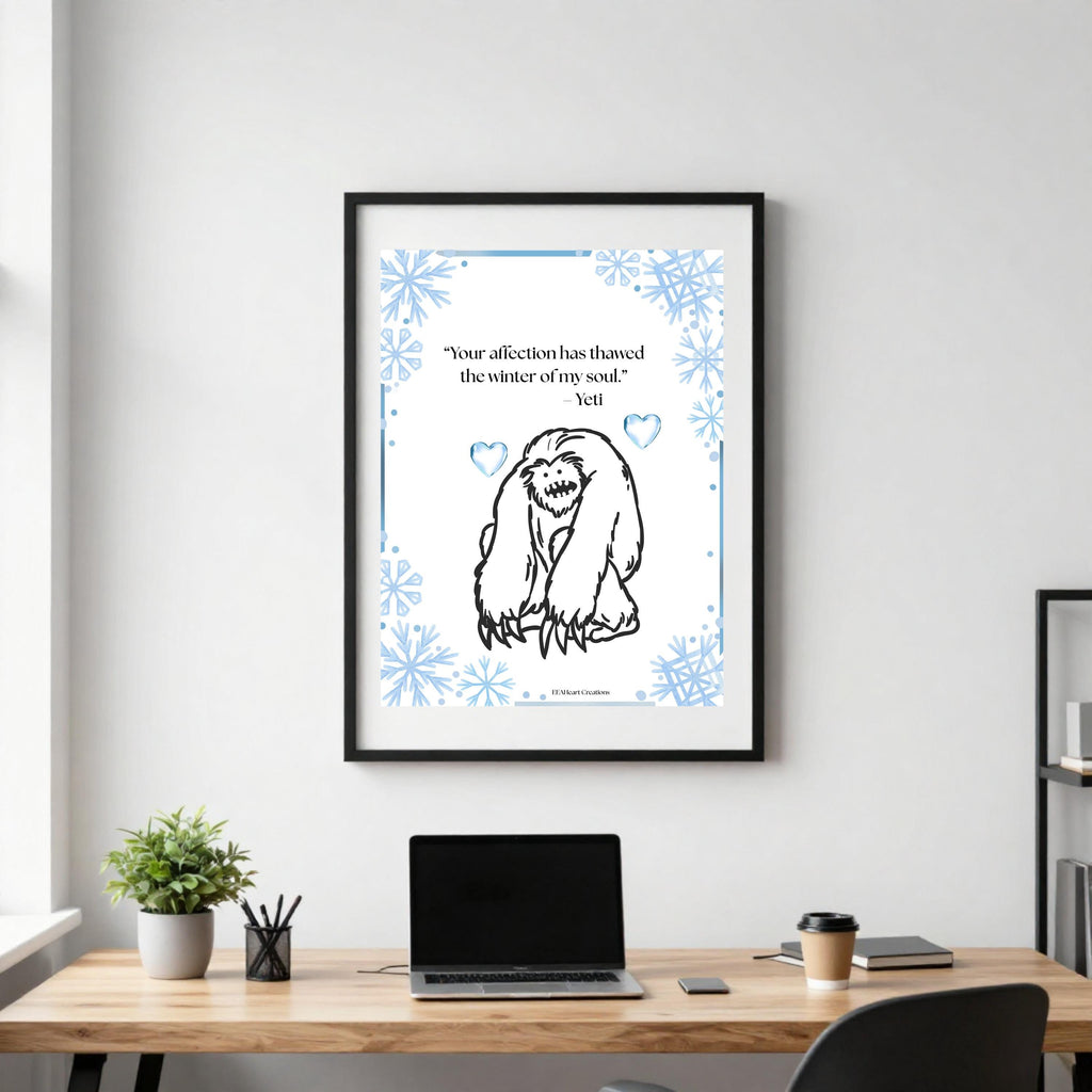 Yeti Melted Heart, digital download, poster art, gag gift