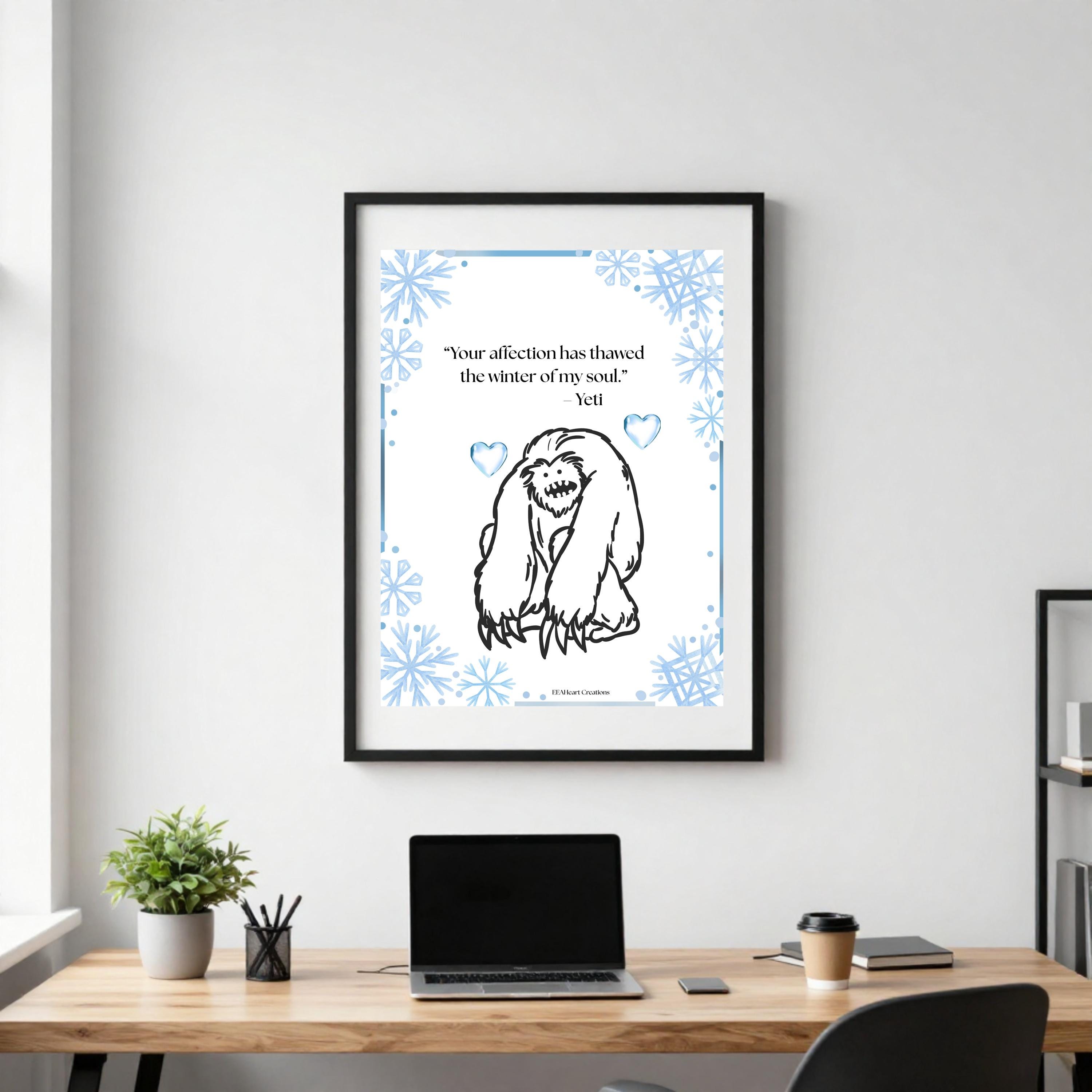 Yeti Melted Heart, digital download, poster art, gag gift