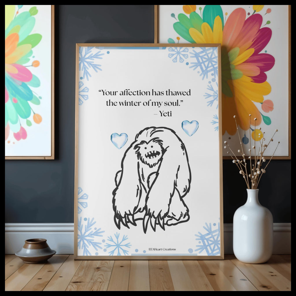 Yeti Melted Heart, digital download, poster art, gag gift