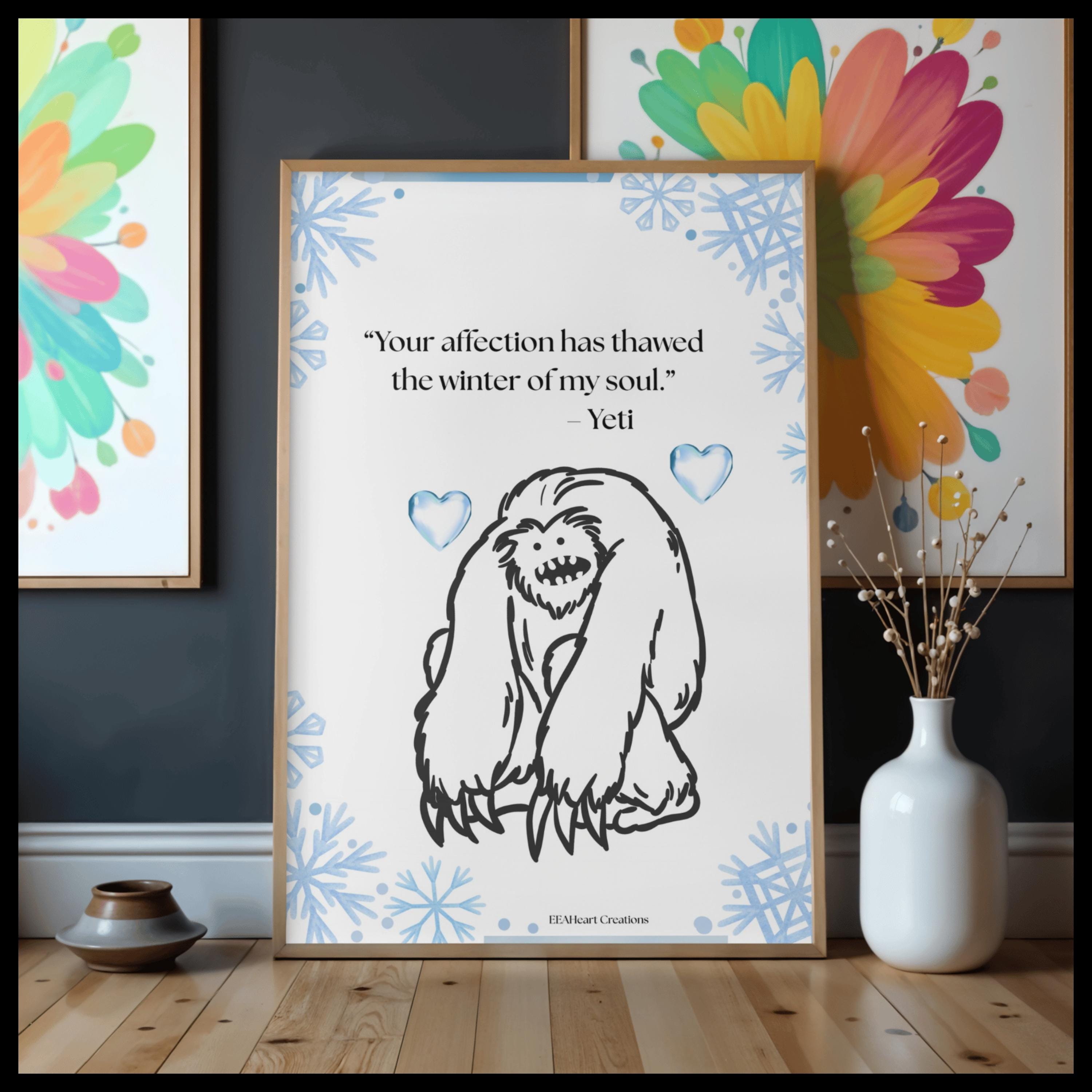 Yeti Melted Heart, digital download, poster art, gag gift