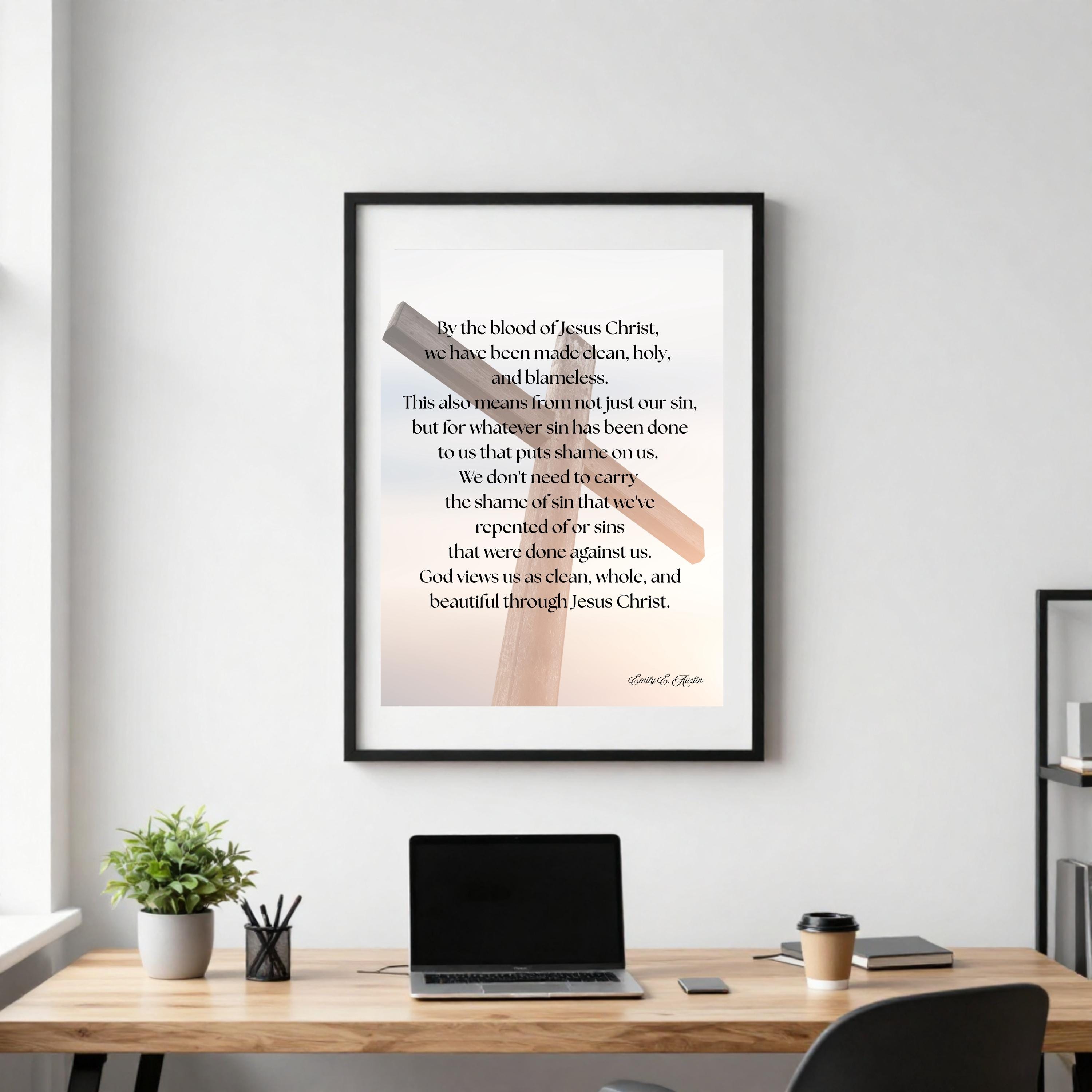 Mindful meditation quote, digital download, God Views Us wall art , Cross design