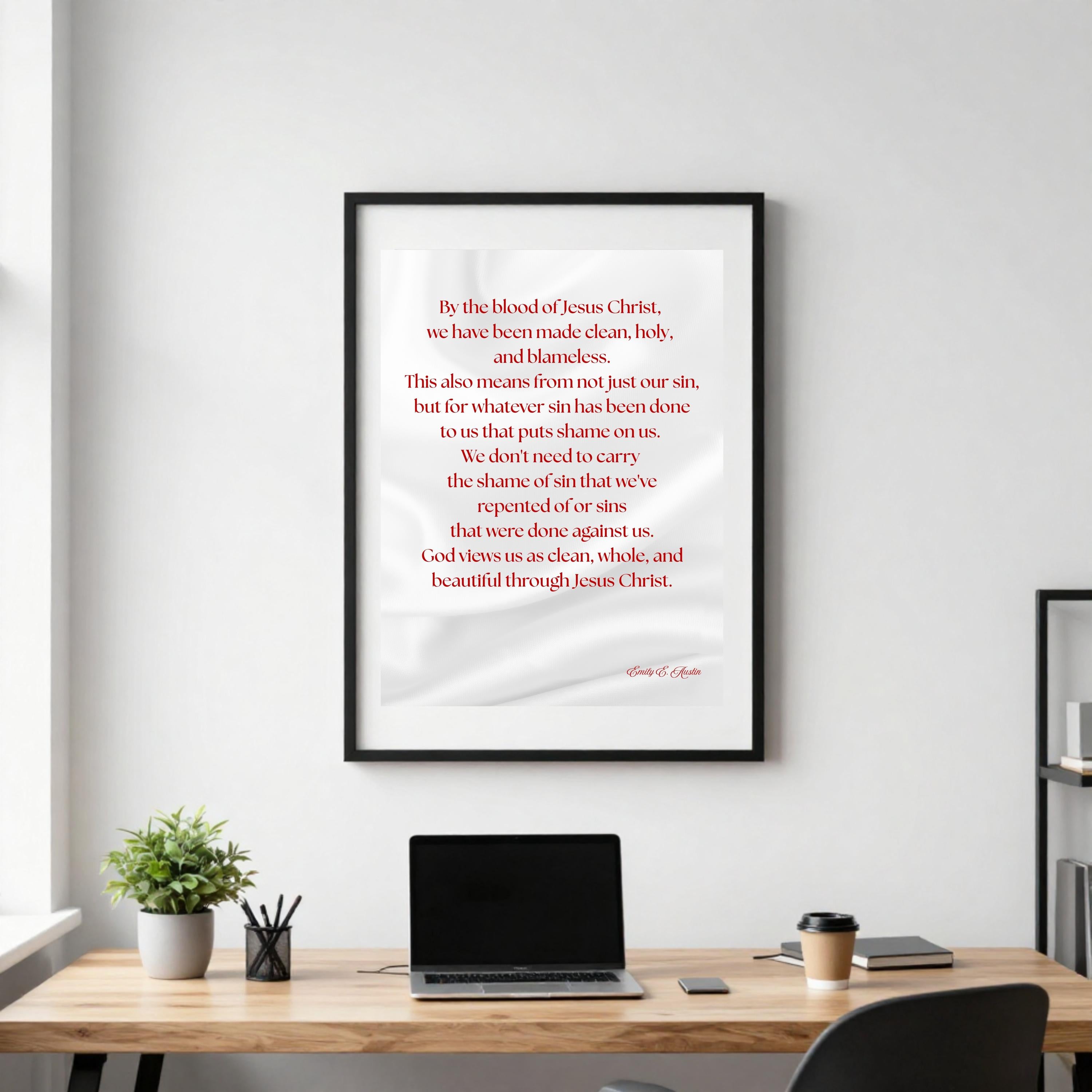 Mindful meditation quote, digital download, God Views Us, white satin design, wall art