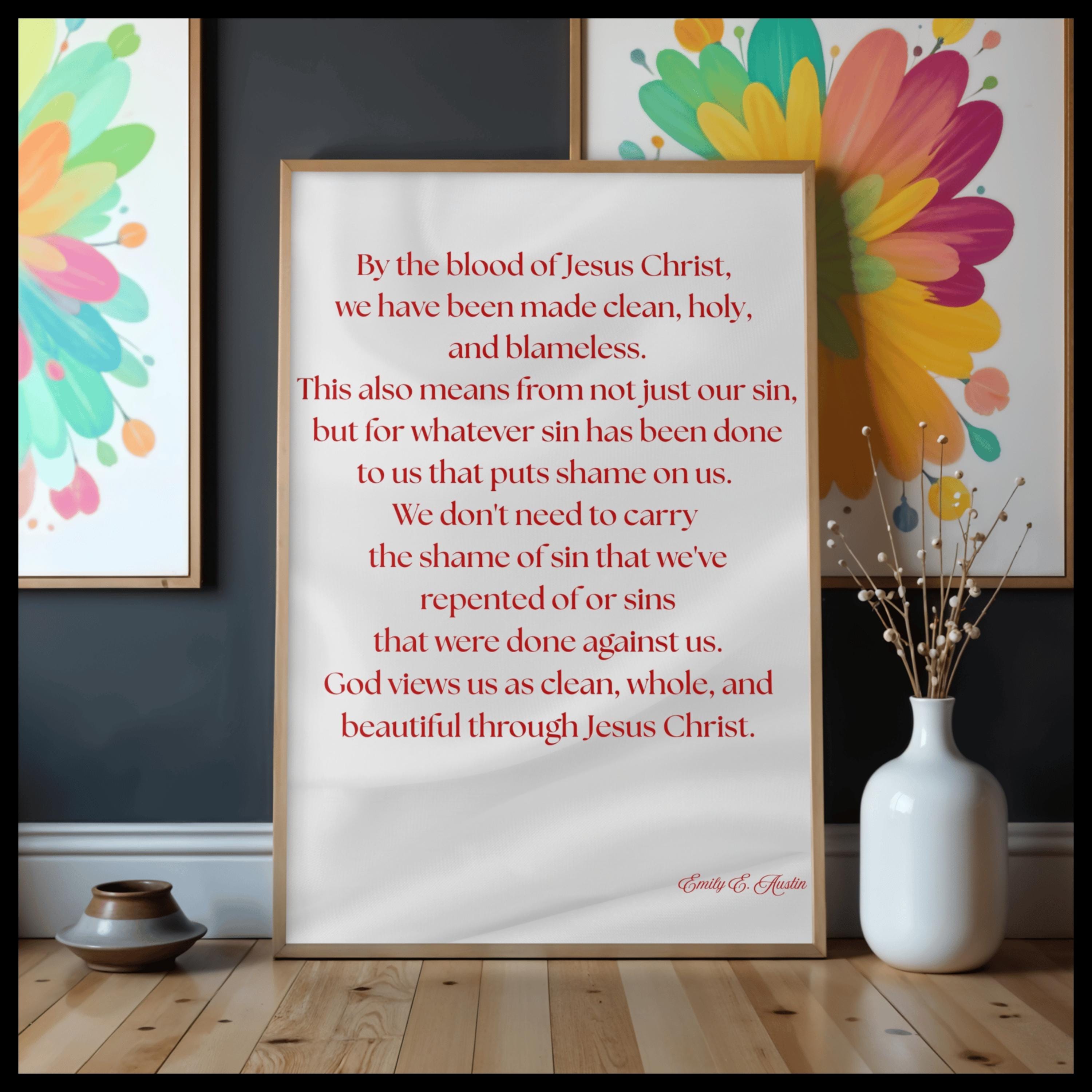 Mindful meditation quote, digital download, God Views Us, white satin design, wall art
