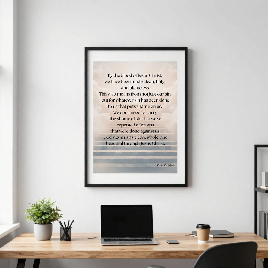 Mindful meditation quote, digital download, God Views Us, stairway design, wall art