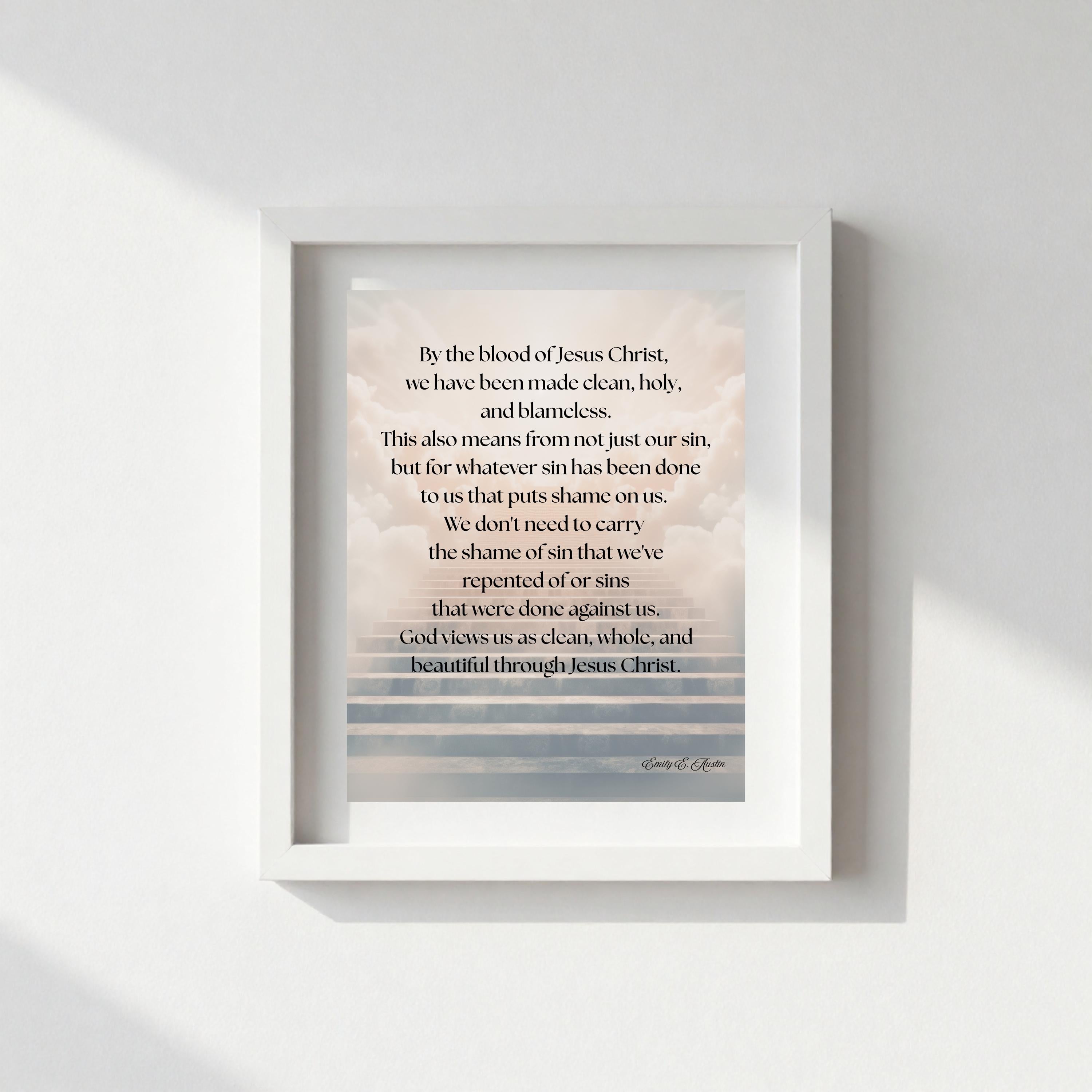 Mindful meditation quote, digital download, God Views Us, stairway design, wall art