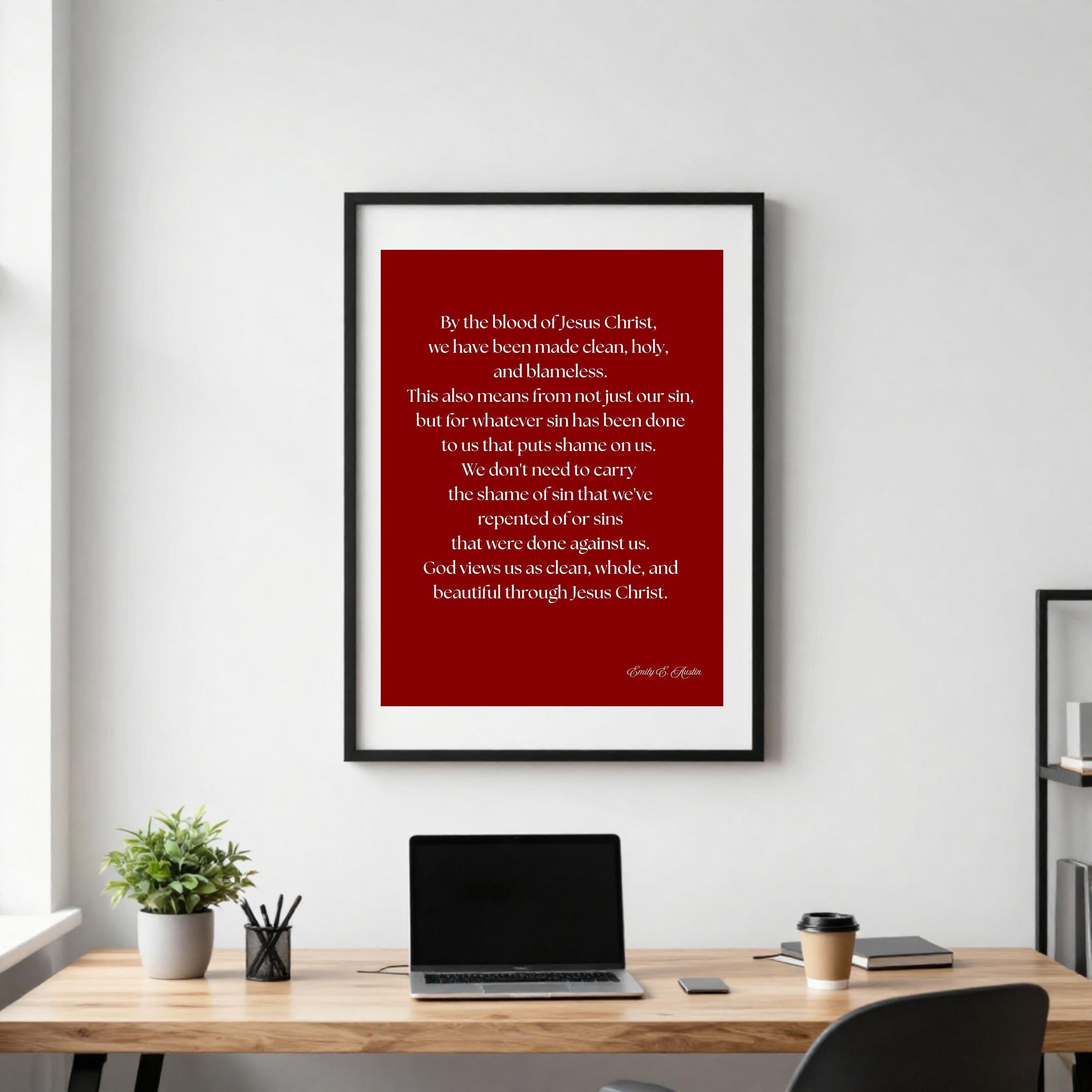 Mindful meditation quote, digital download, God Views Us, red design, wall art
