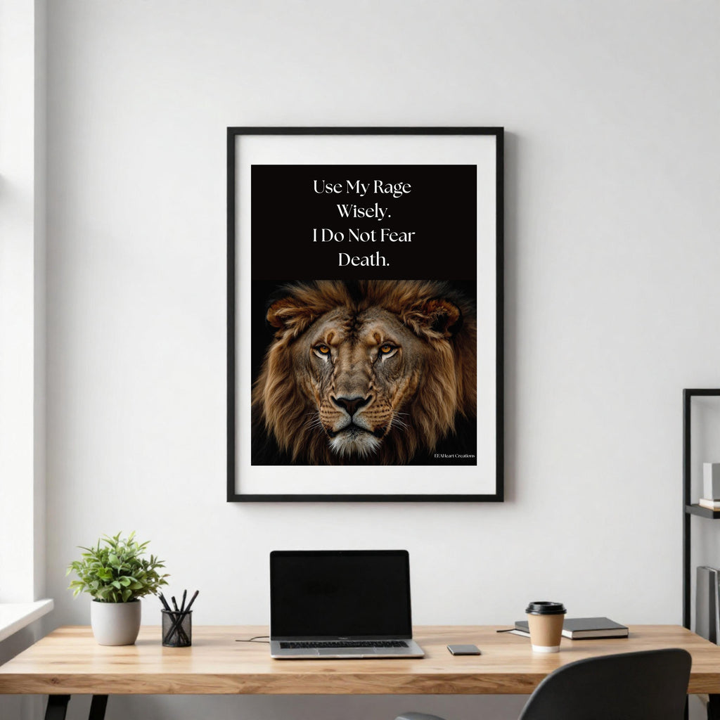 Motivational Wall Art, Use My Rage Wisely, lion design, Printable Poster
