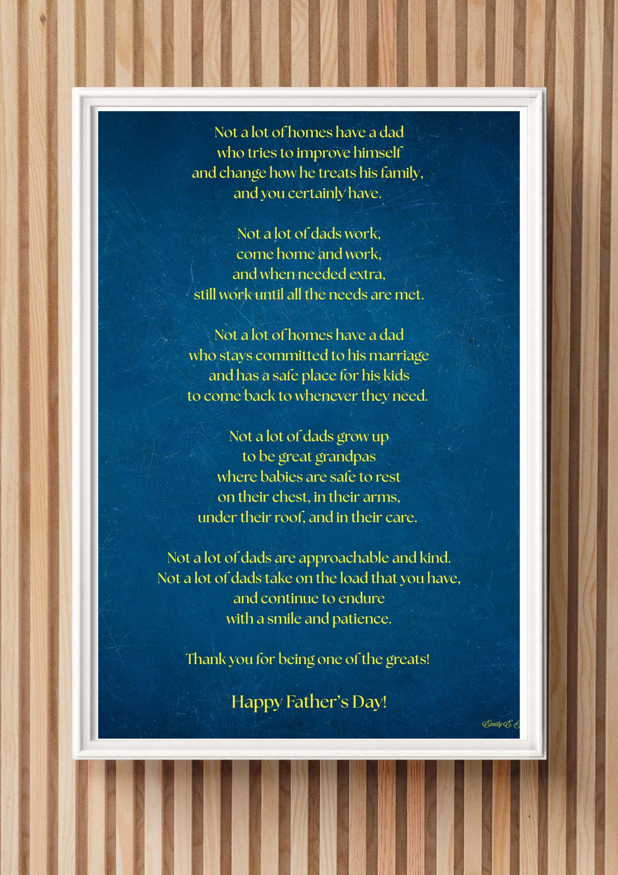 Father’s Day message printable, Not Many Dads poem wall art, digital download poster