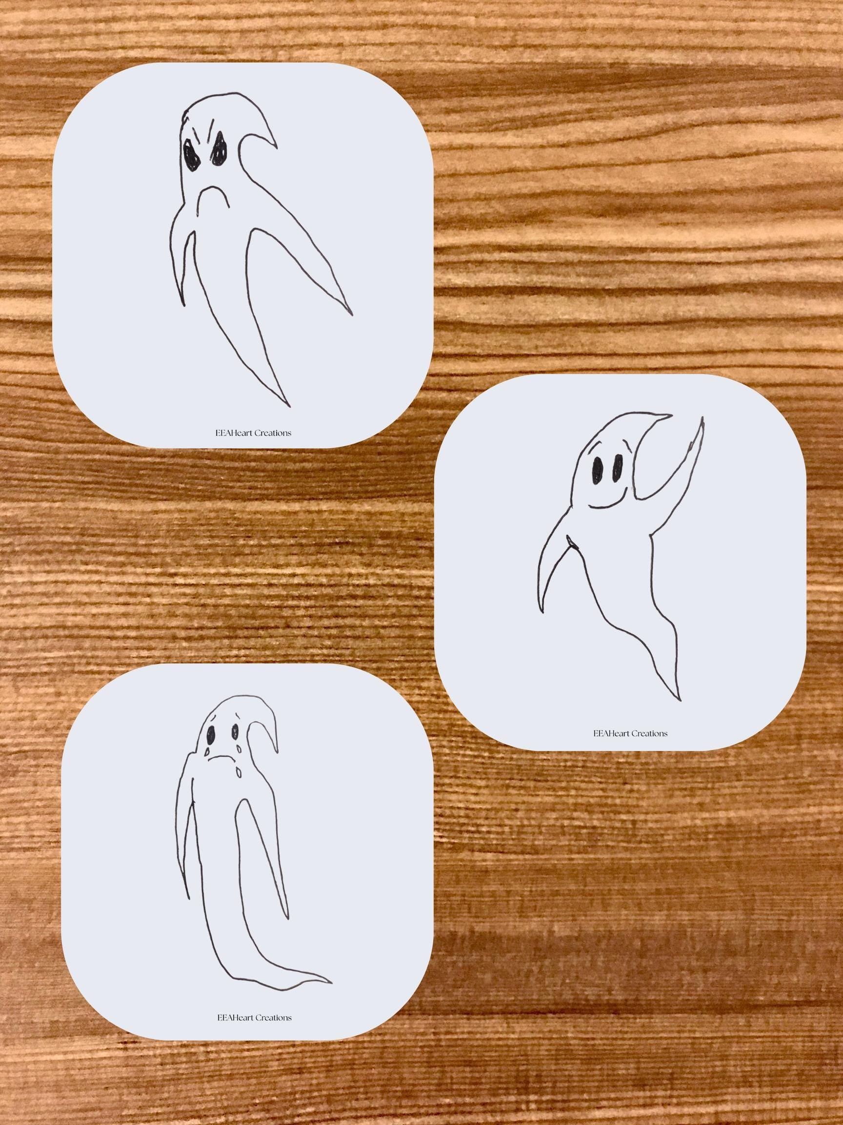 Ghost stickers printable, instant download spooky ghost decals, DIY planner and laptop decor