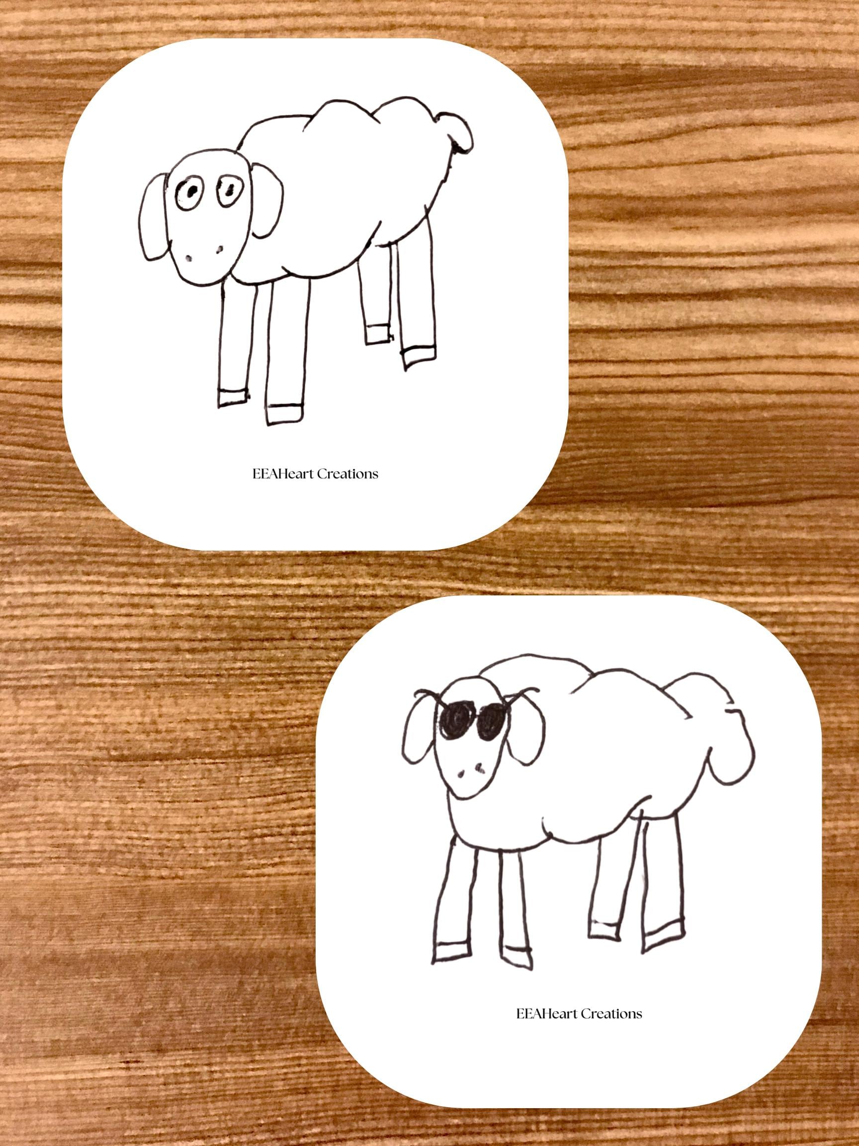 Uniquely Drawn Sheep Stickers - Digital Download