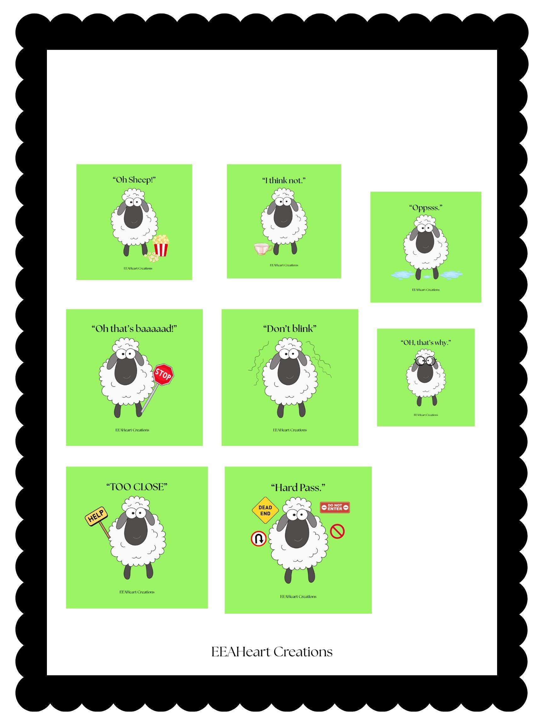Funny Sheep Stickers - Digital Download