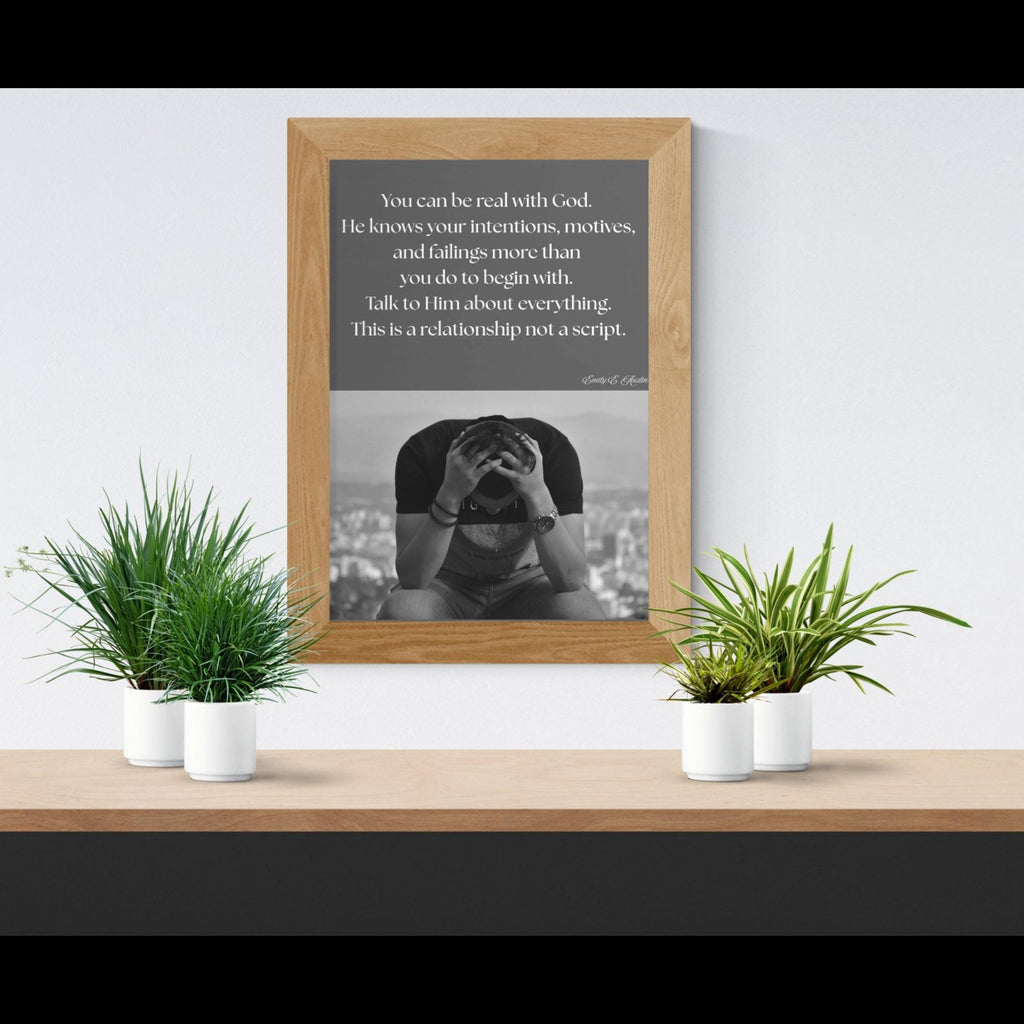 You Can Be Real printable, grey design, spiritual quote wall art, digital download