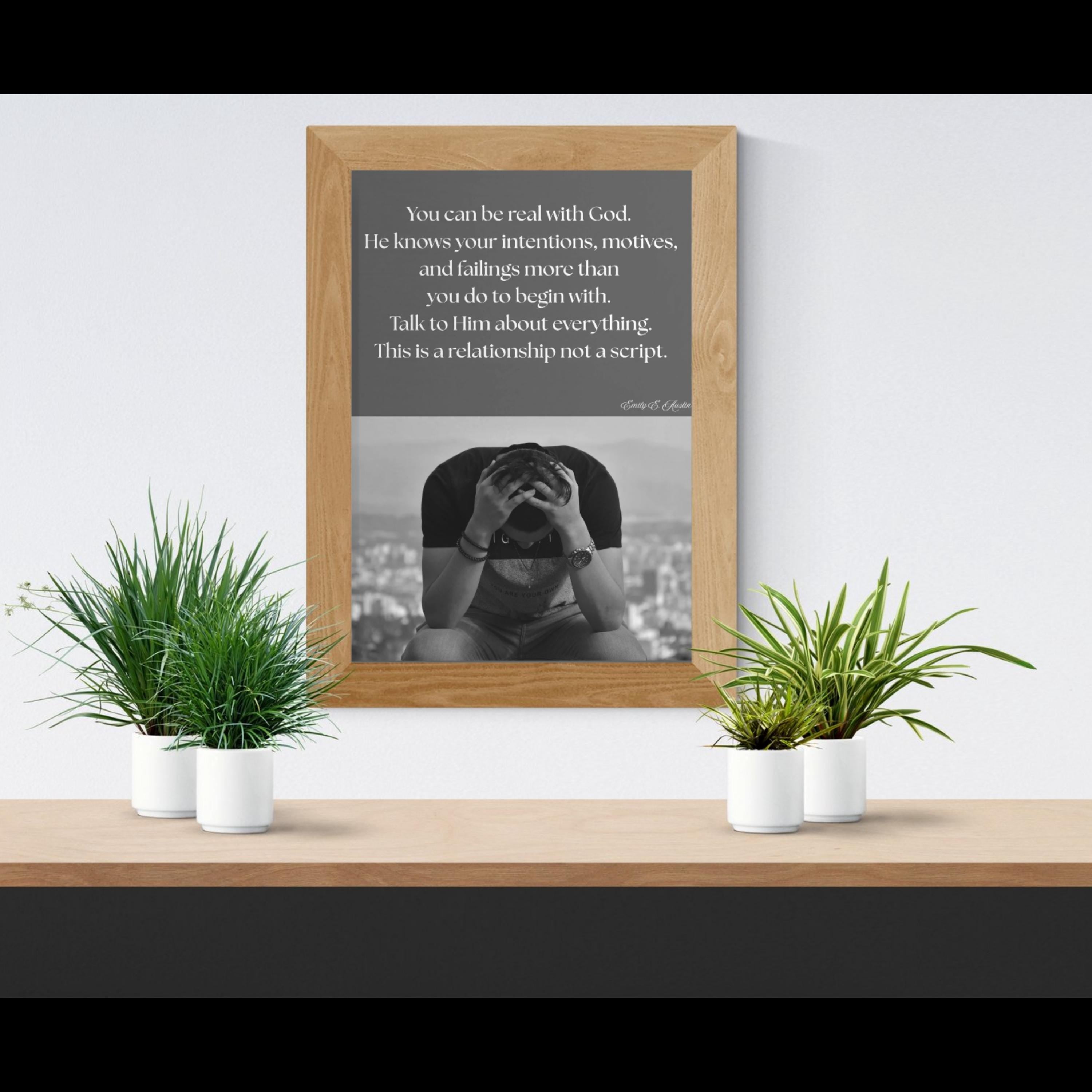 You Can Be Real printable, grey design, spiritual quote wall art, digital download