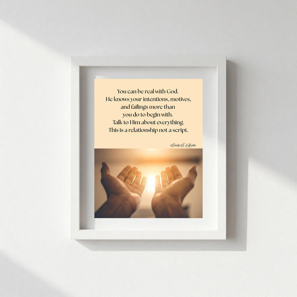 You Can Be Real printable, open hands design, spiritual quote wall art, digital download