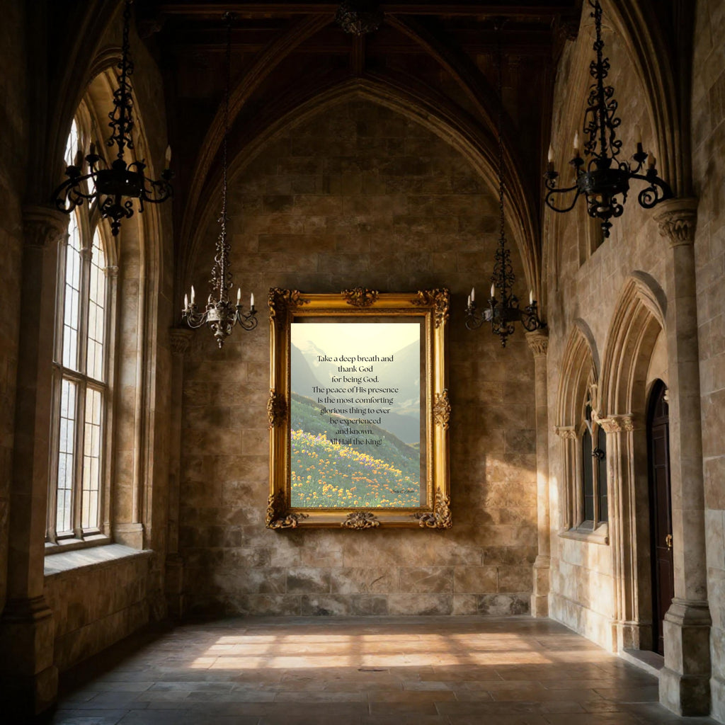 Take a Breath meditation poster, flower mountain design, digital download, mindfulness print