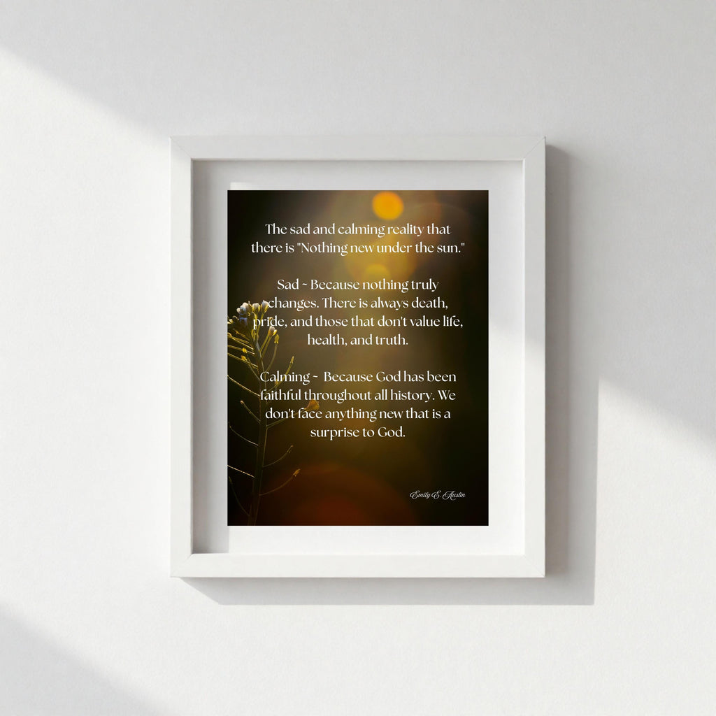 Ecclesiastes poster, Nothing New Under the Sun scripture art, calm flower design, printable wall decor
