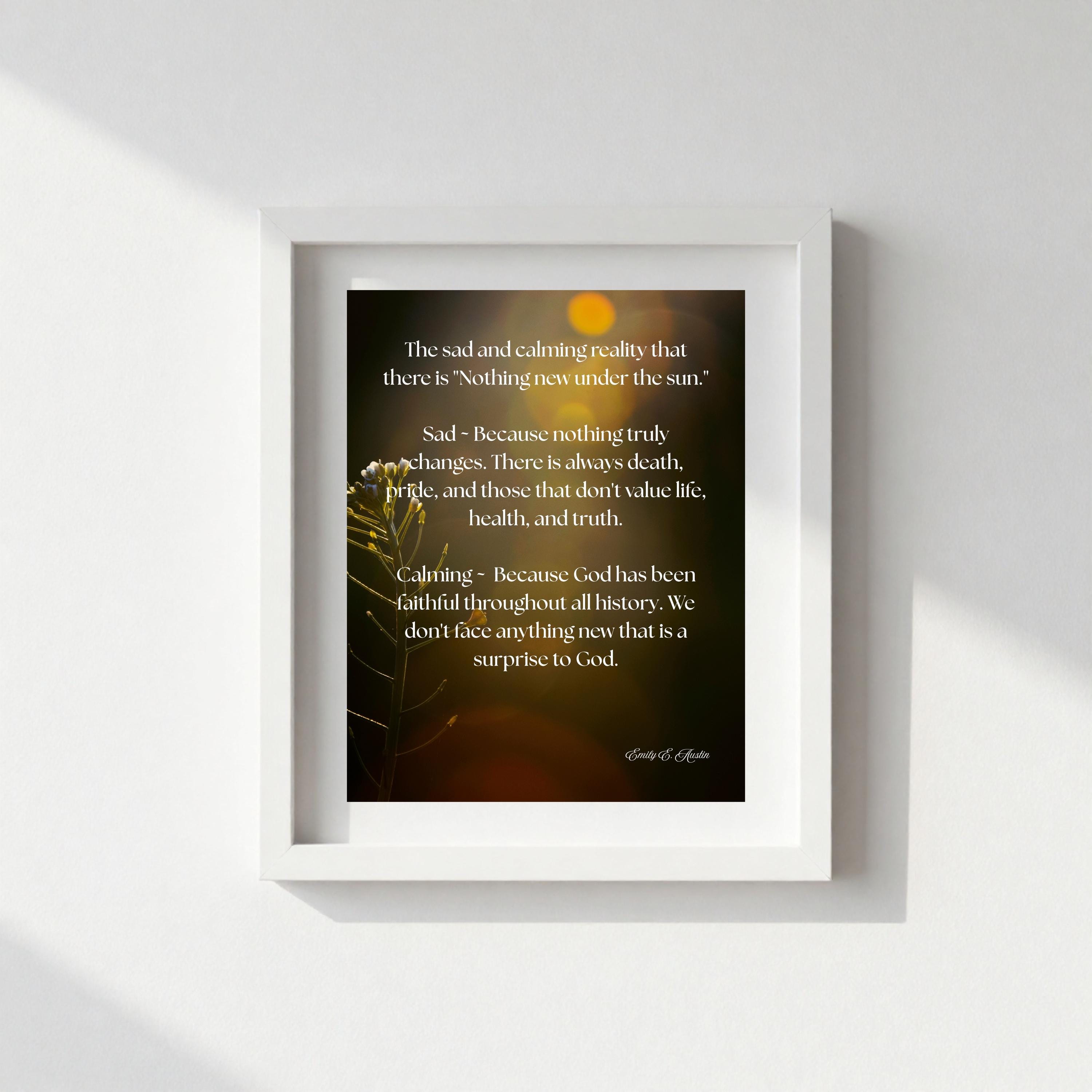 Ecclesiastes poster, Nothing New Under the Sun scripture art, calm flower design, printable wall decor