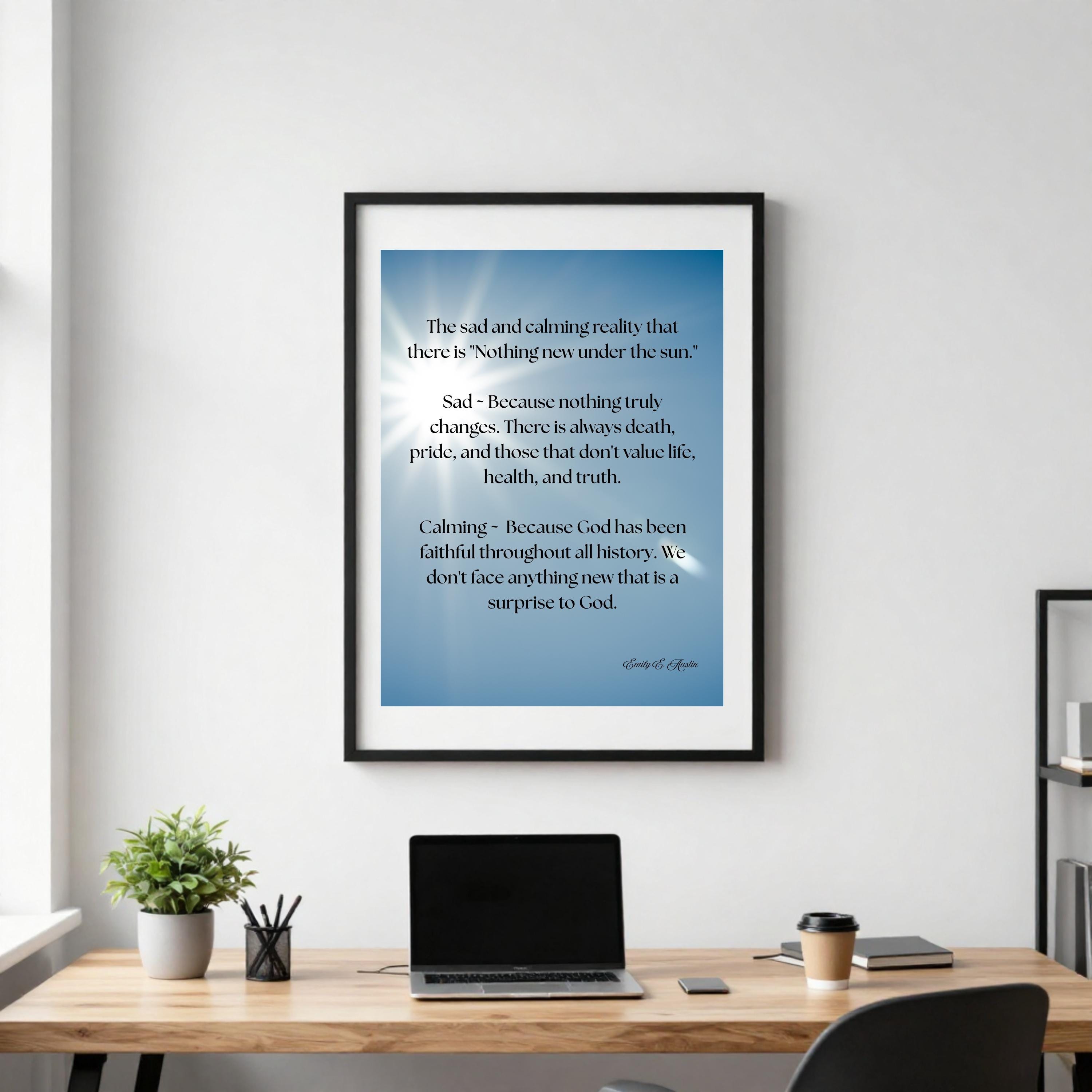 Ecclesiastes poster digital download, Nothing New Under the Sun, sky design, scripture art