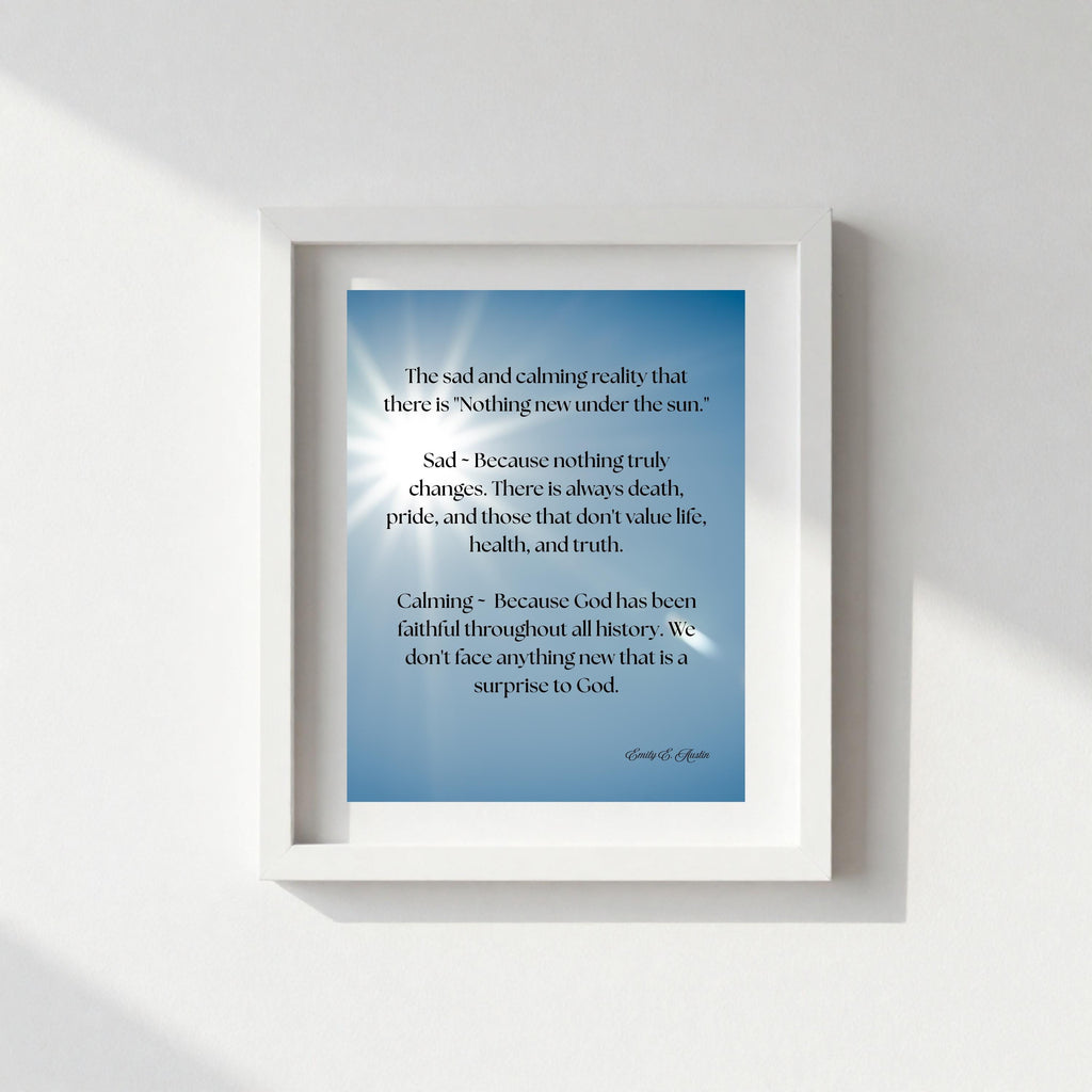 Ecclesiastes poster digital download, Nothing New Under the Sun, sky design, scripture art