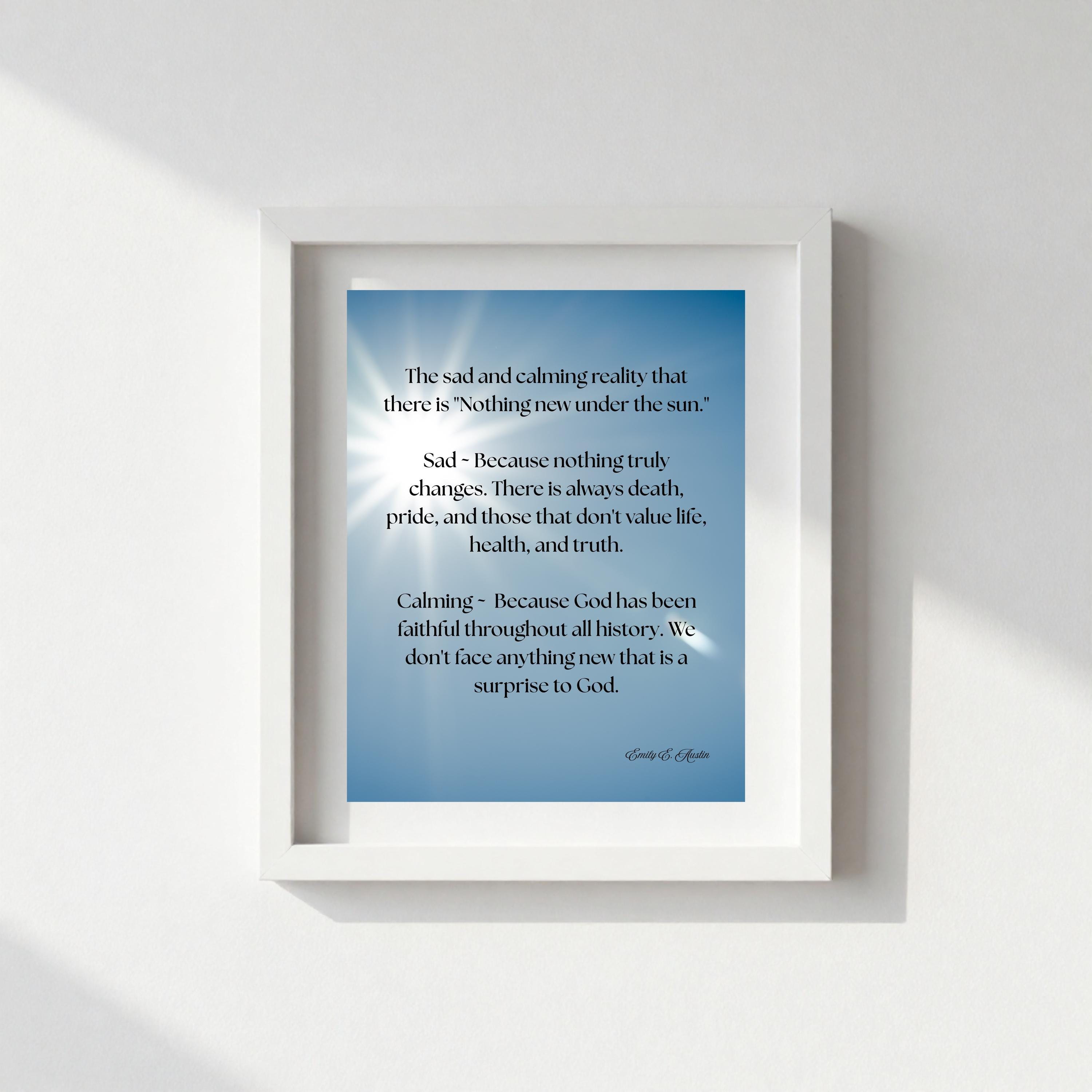 Ecclesiastes poster digital download, Nothing New Under the Sun, sky design, scripture art