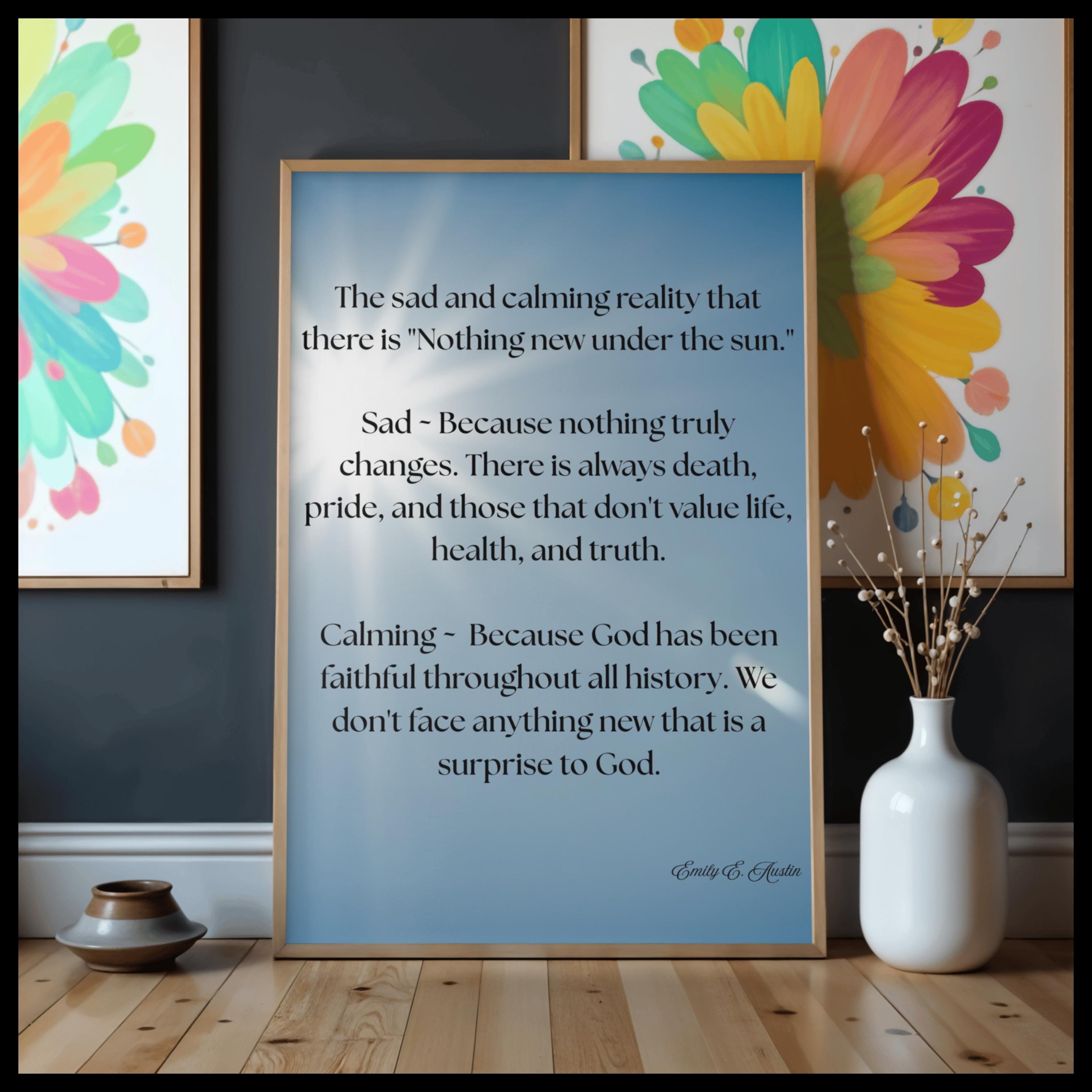 Ecclesiastes poster digital download, Nothing New Under the Sun, sky design, scripture art