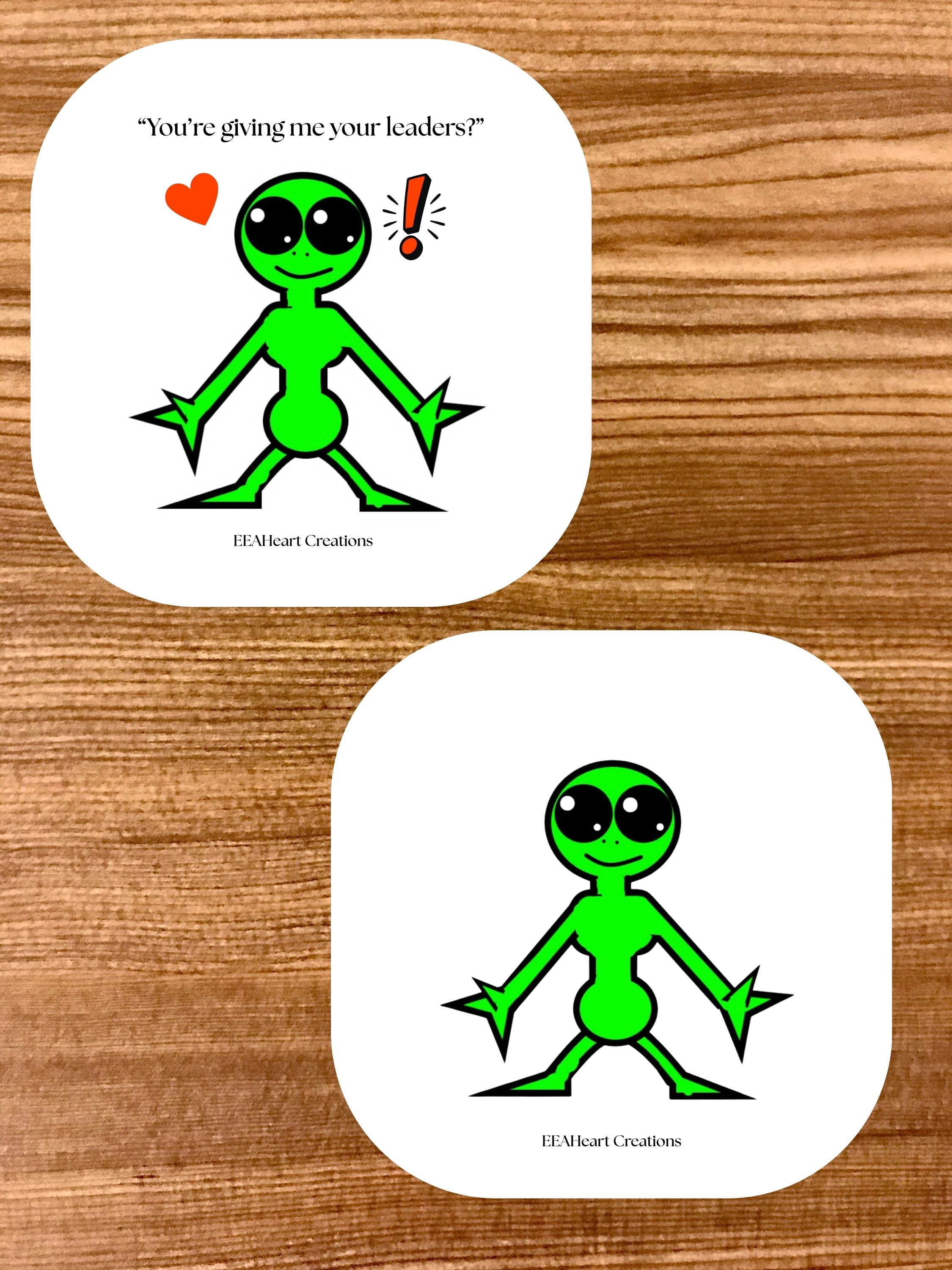 Alien Stickers, digital download, decals, alien art