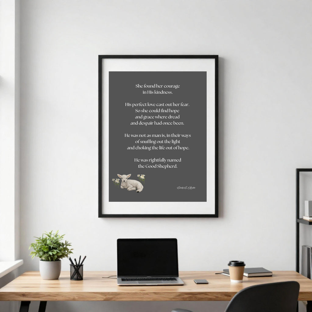 She Found Her Courage printable wall art, grey color design, digital download, meditation quote