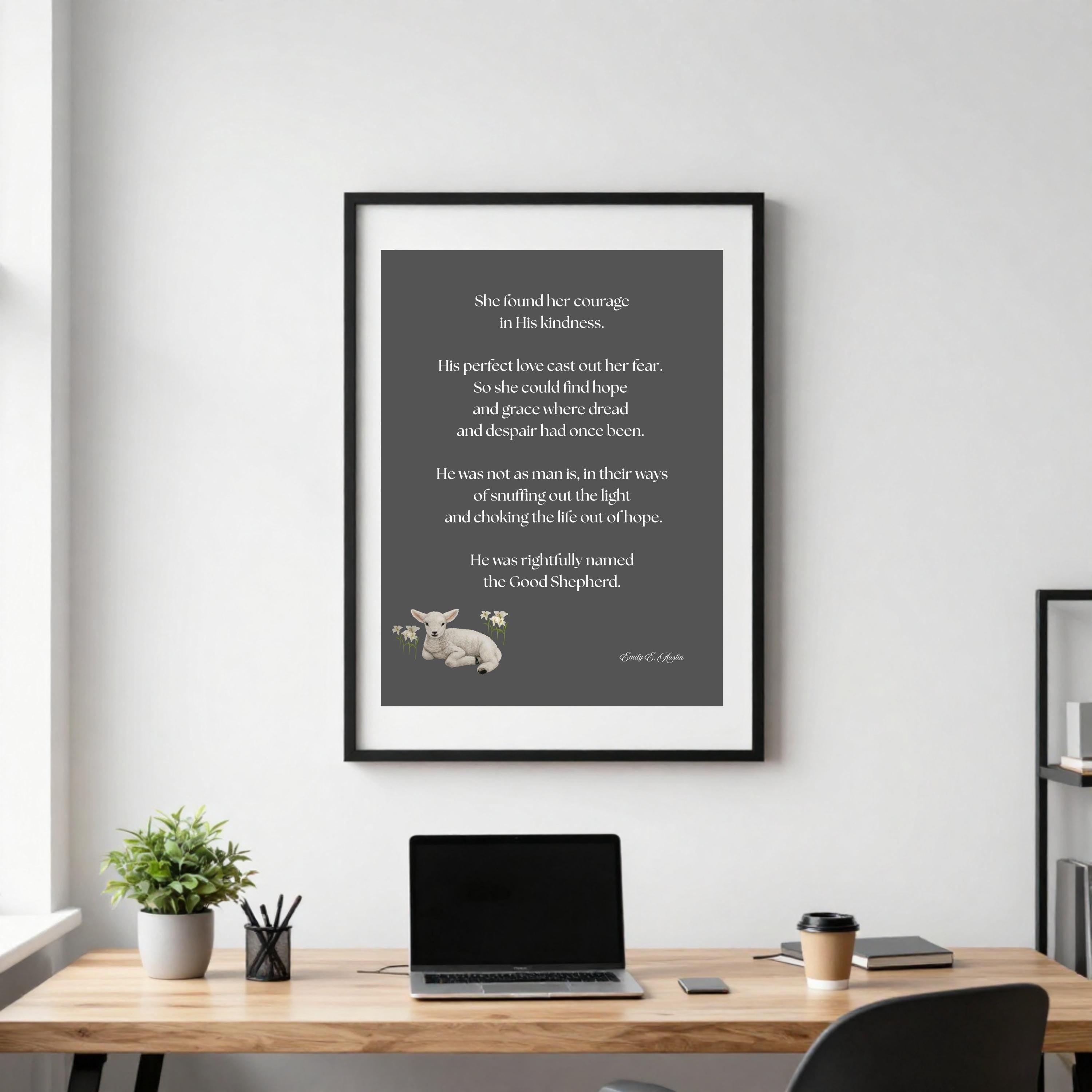She Found Her Courage printable wall art, grey color design, digital download, meditation quote