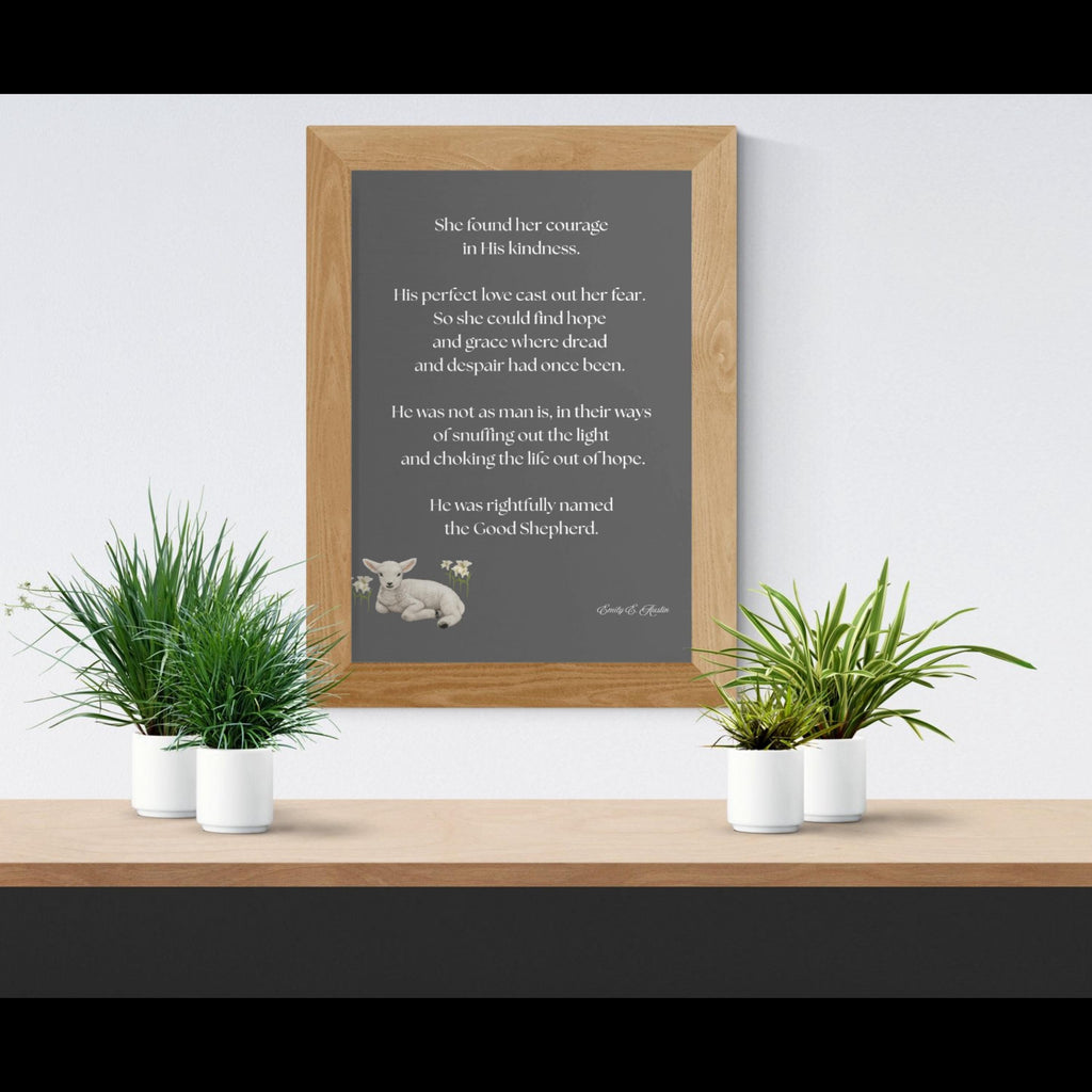 She Found Her Courage printable wall art, grey color design, digital download, meditation quote