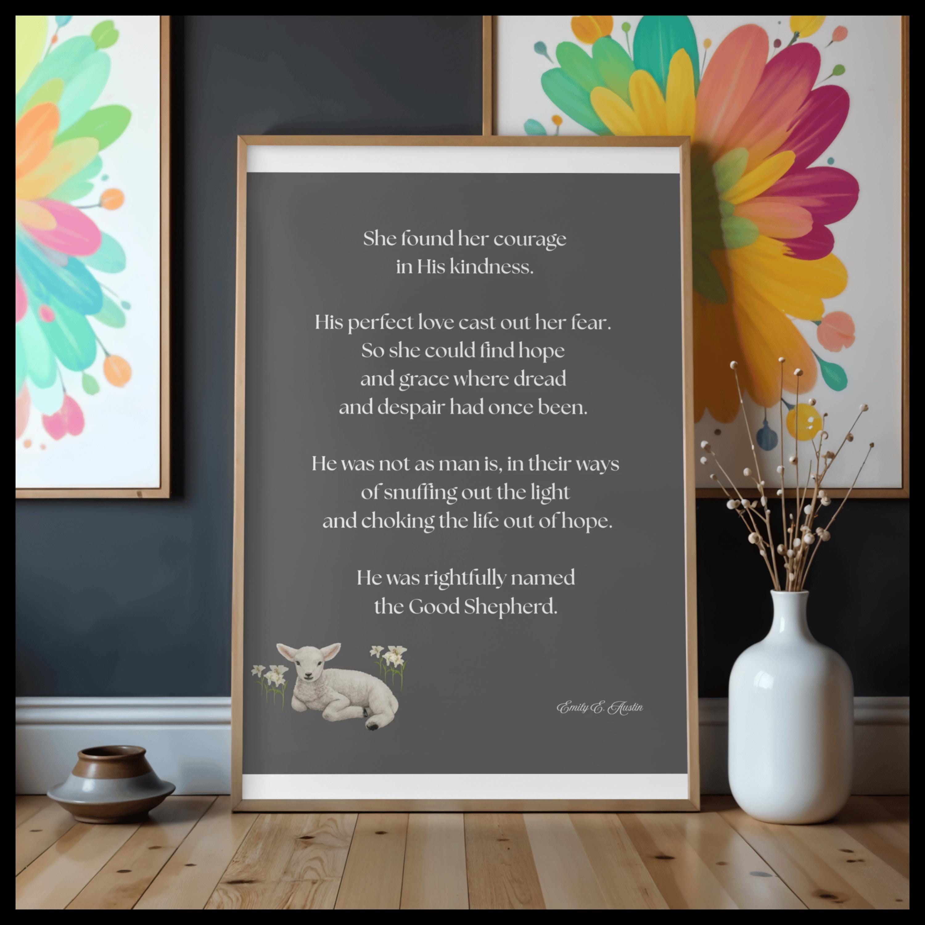 She Found Her Courage printable wall art, grey color design, digital download, meditation quote