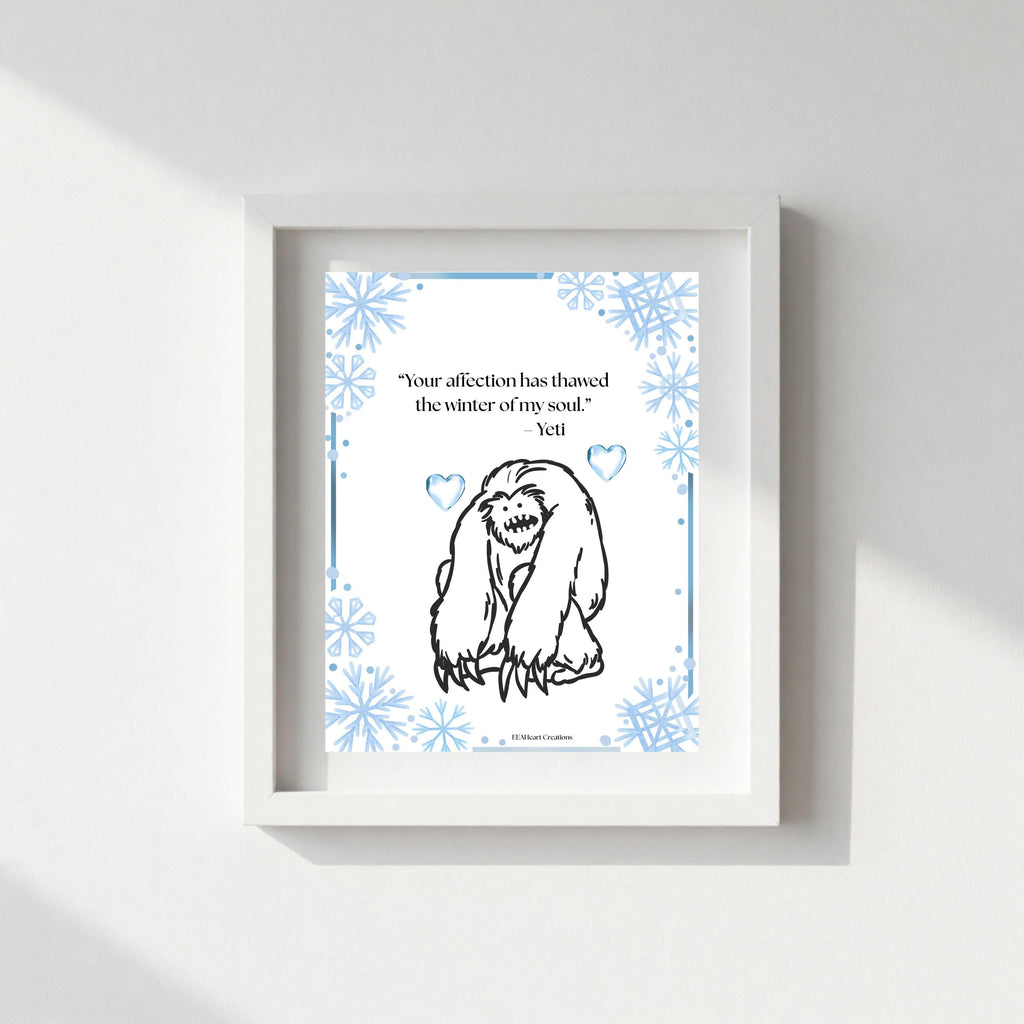 Yeti Melted Heart, digital download, poster art, gag gift