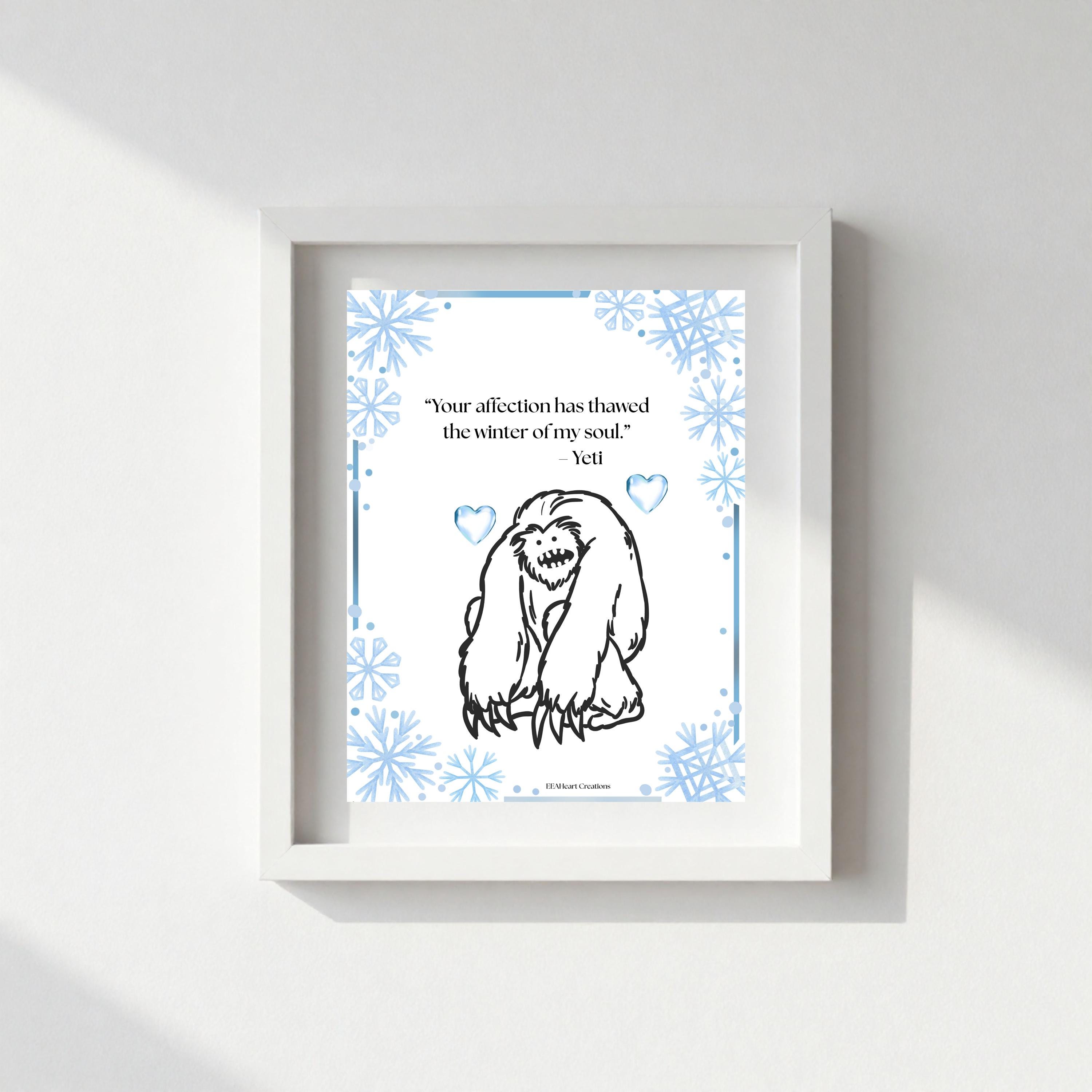 Yeti Melted Heart, digital download, poster art, gag gift