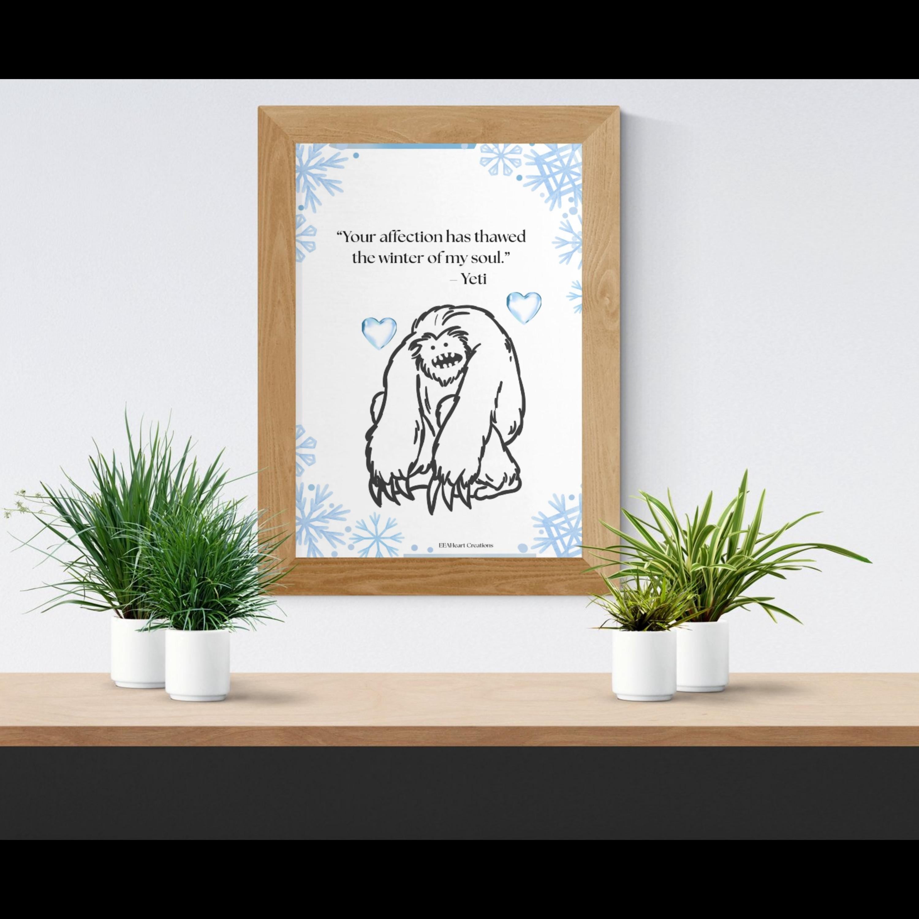 Yeti Melted Heart, digital download, poster art, gag gift