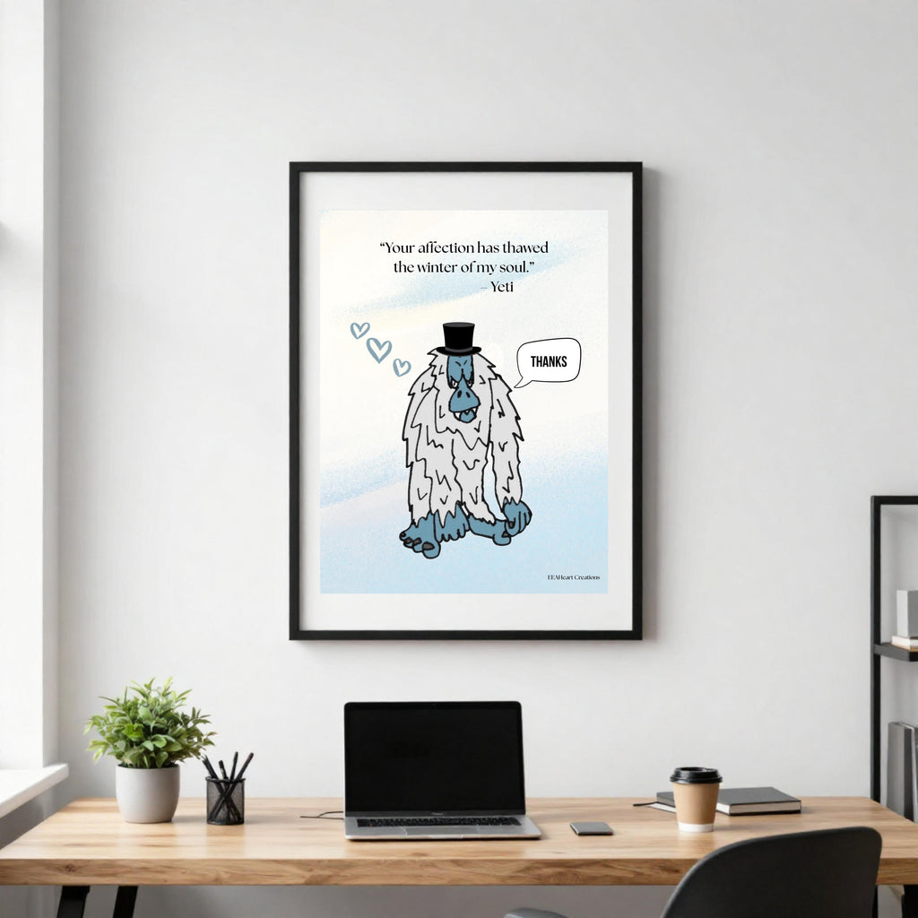 Yeti love, top hat design, digital download, fun decor