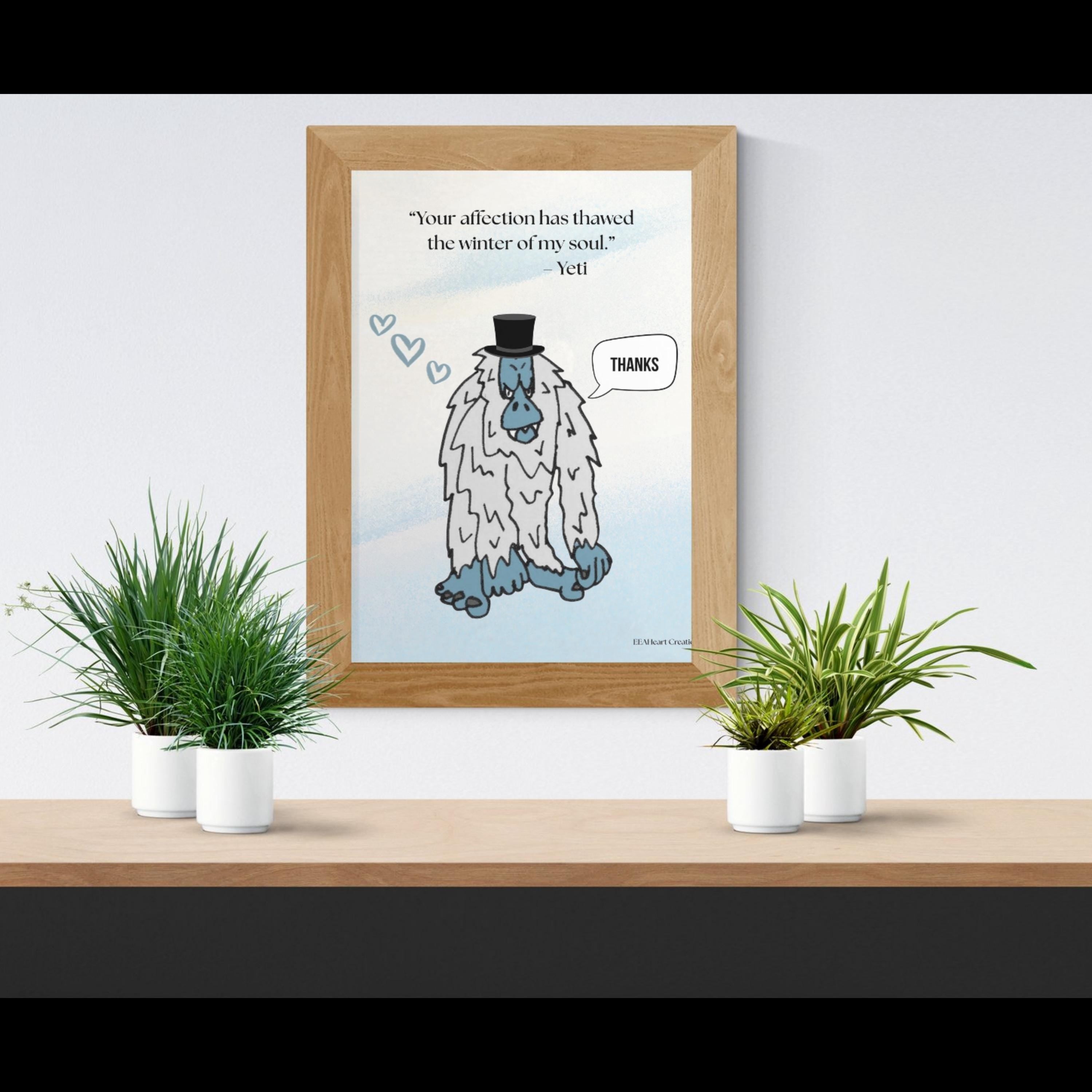 Yeti love, top hat design, digital download, fun decor