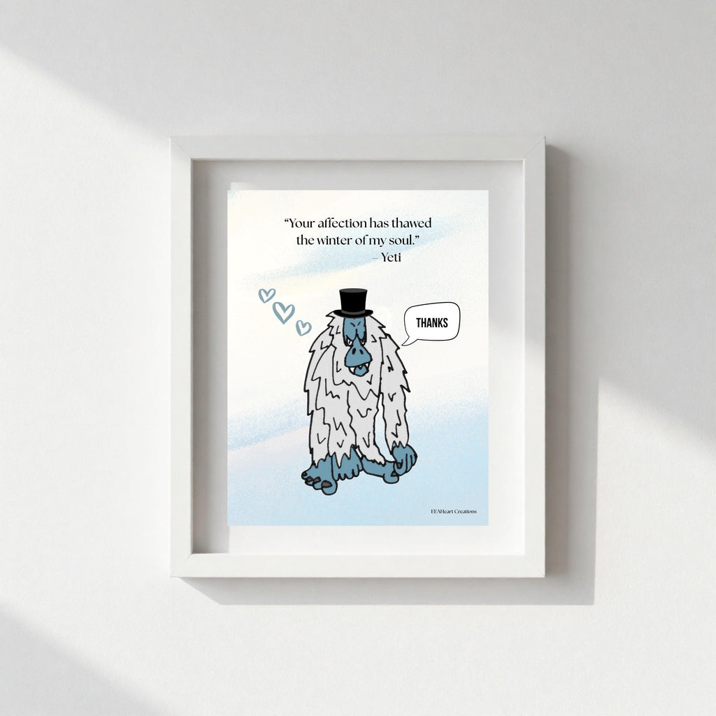 Yeti love, top hat design, digital download, fun decor