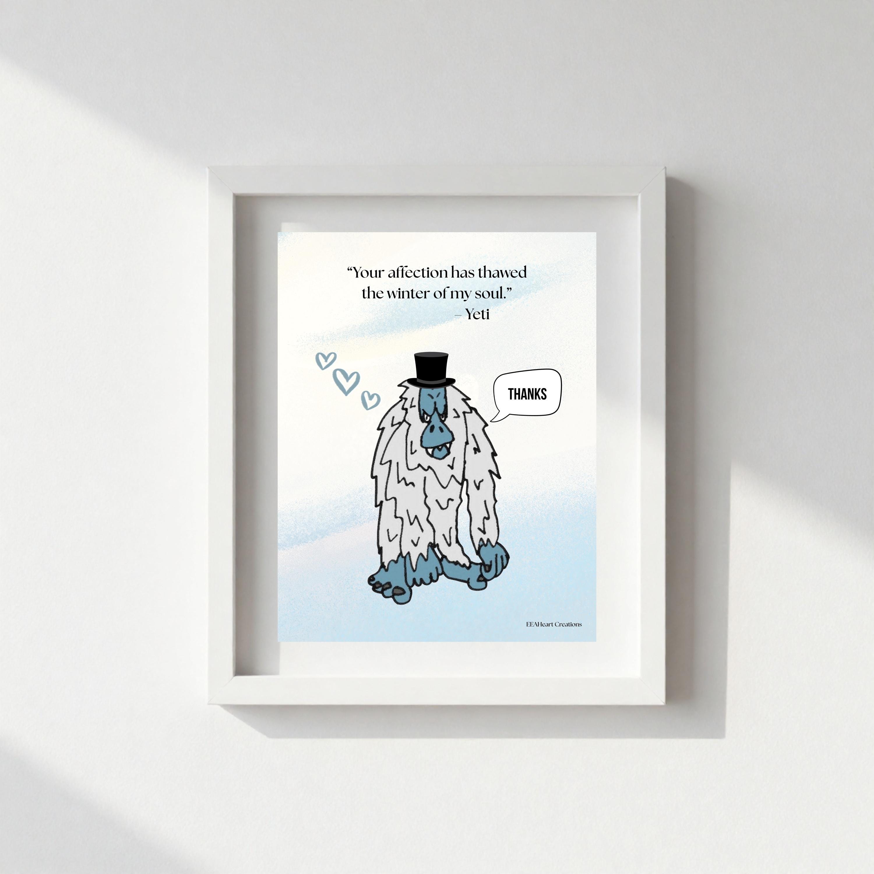 Yeti love, top hat design, digital download, fun decor