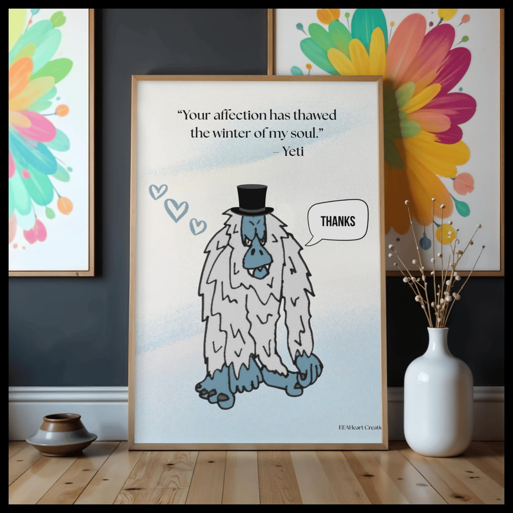 Yeti love, top hat design, digital download, fun decor