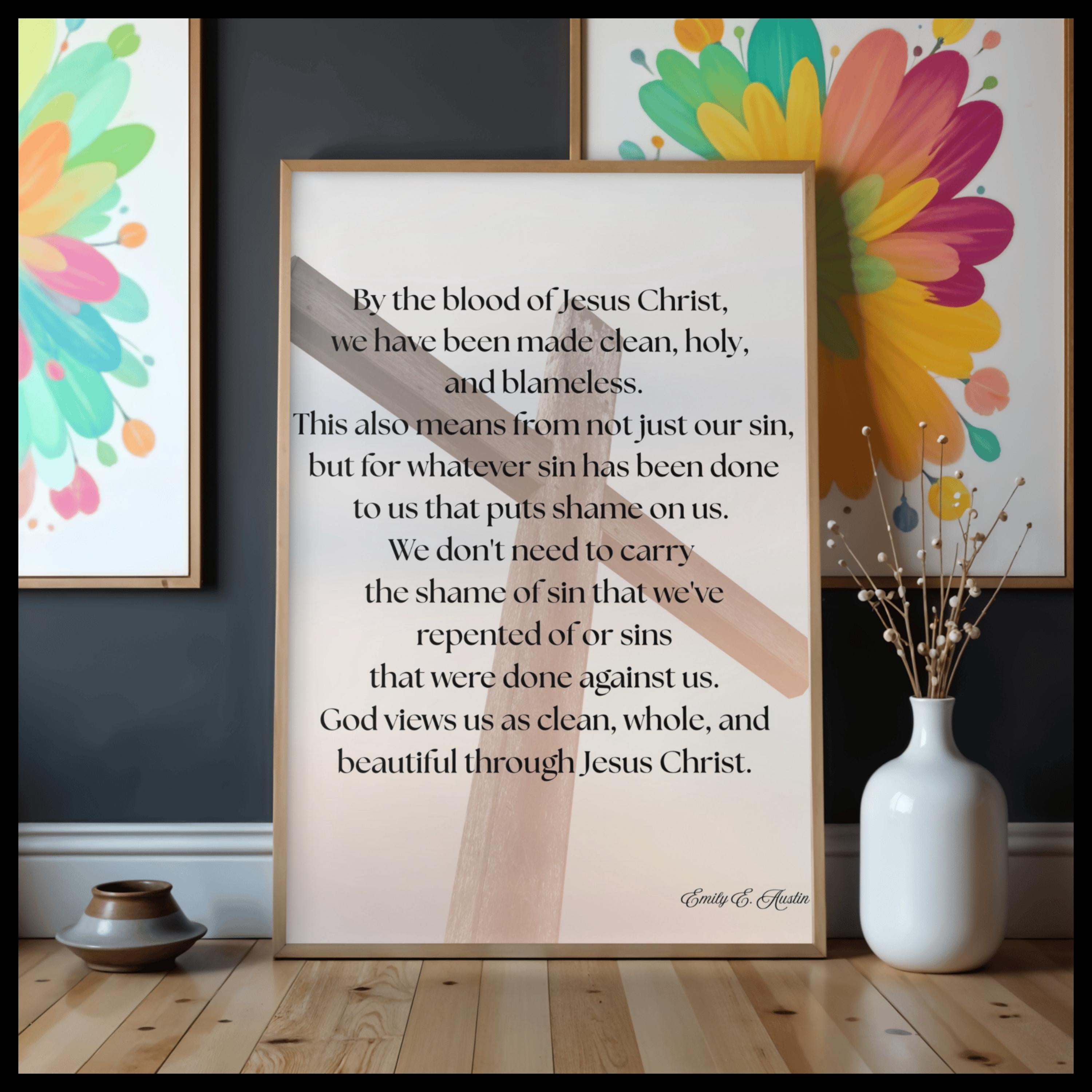 Mindful meditation quote, digital download, God Views Us wall art , Cross design