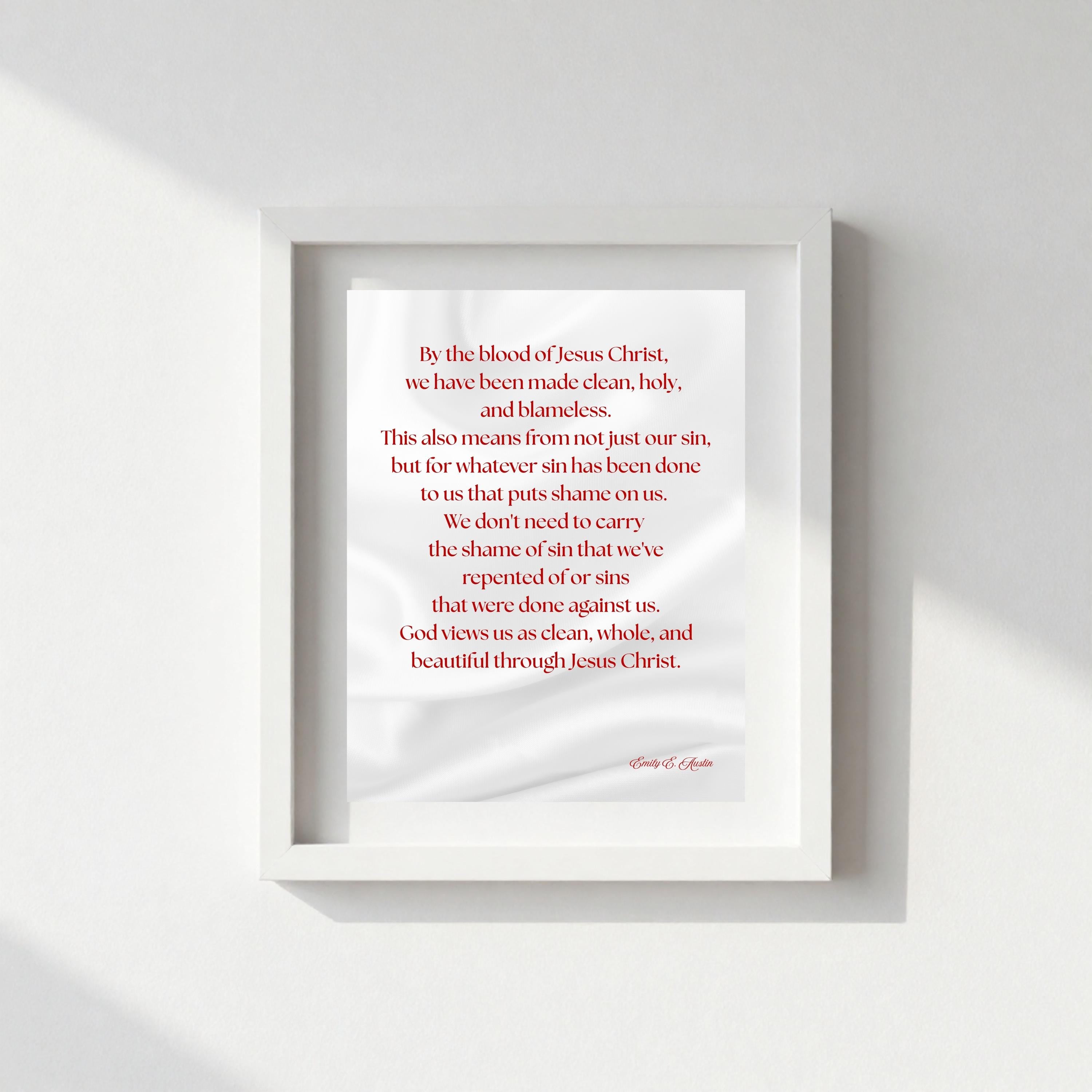 Mindful meditation quote, digital download, God Views Us, white satin design, wall art