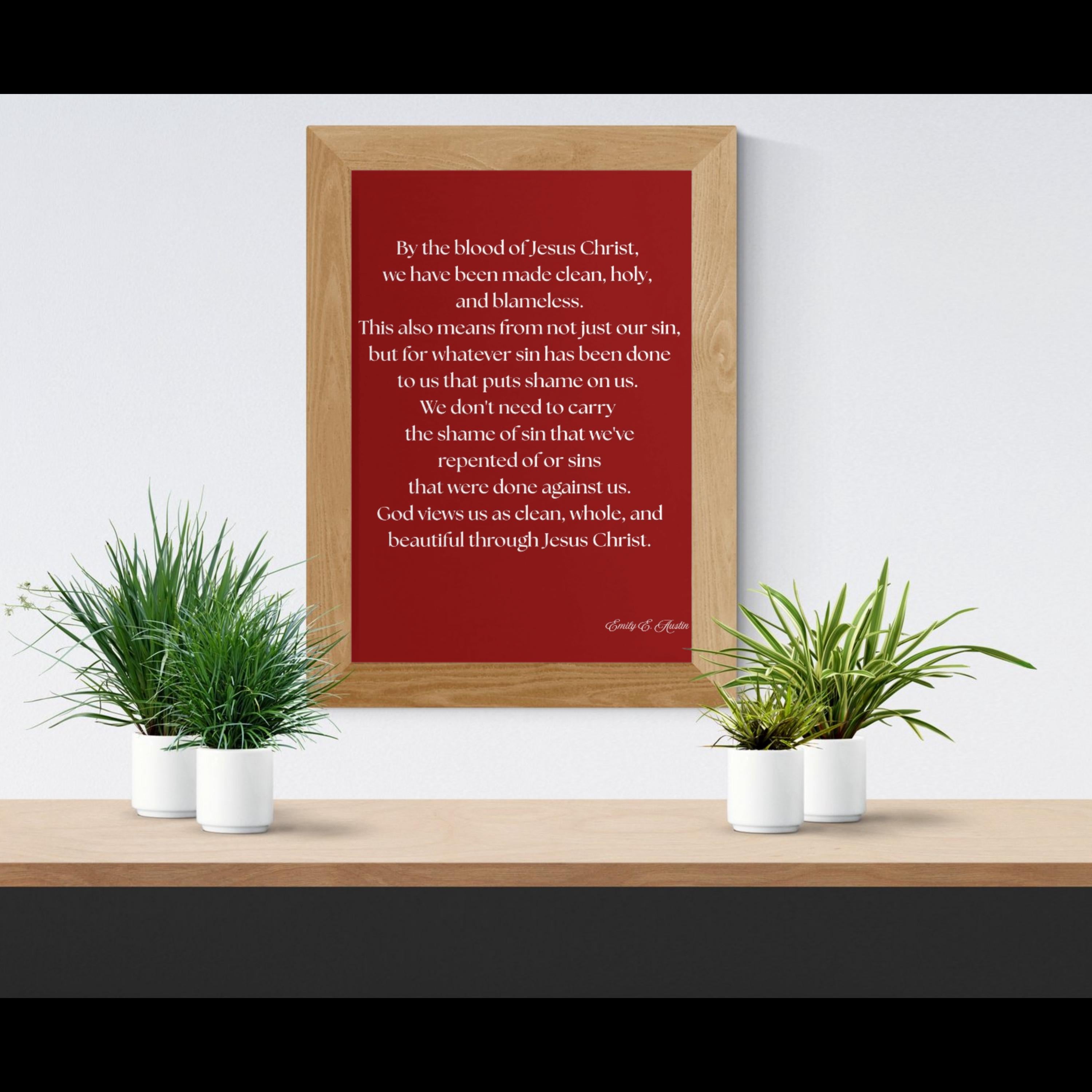 Mindful meditation quote, digital download, God Views Us, red design, wall art