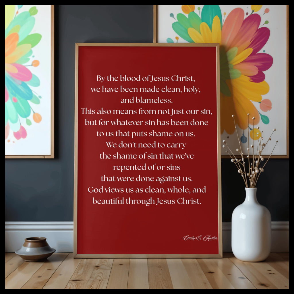 Mindful meditation quote, digital download, God Views Us, red design, wall art