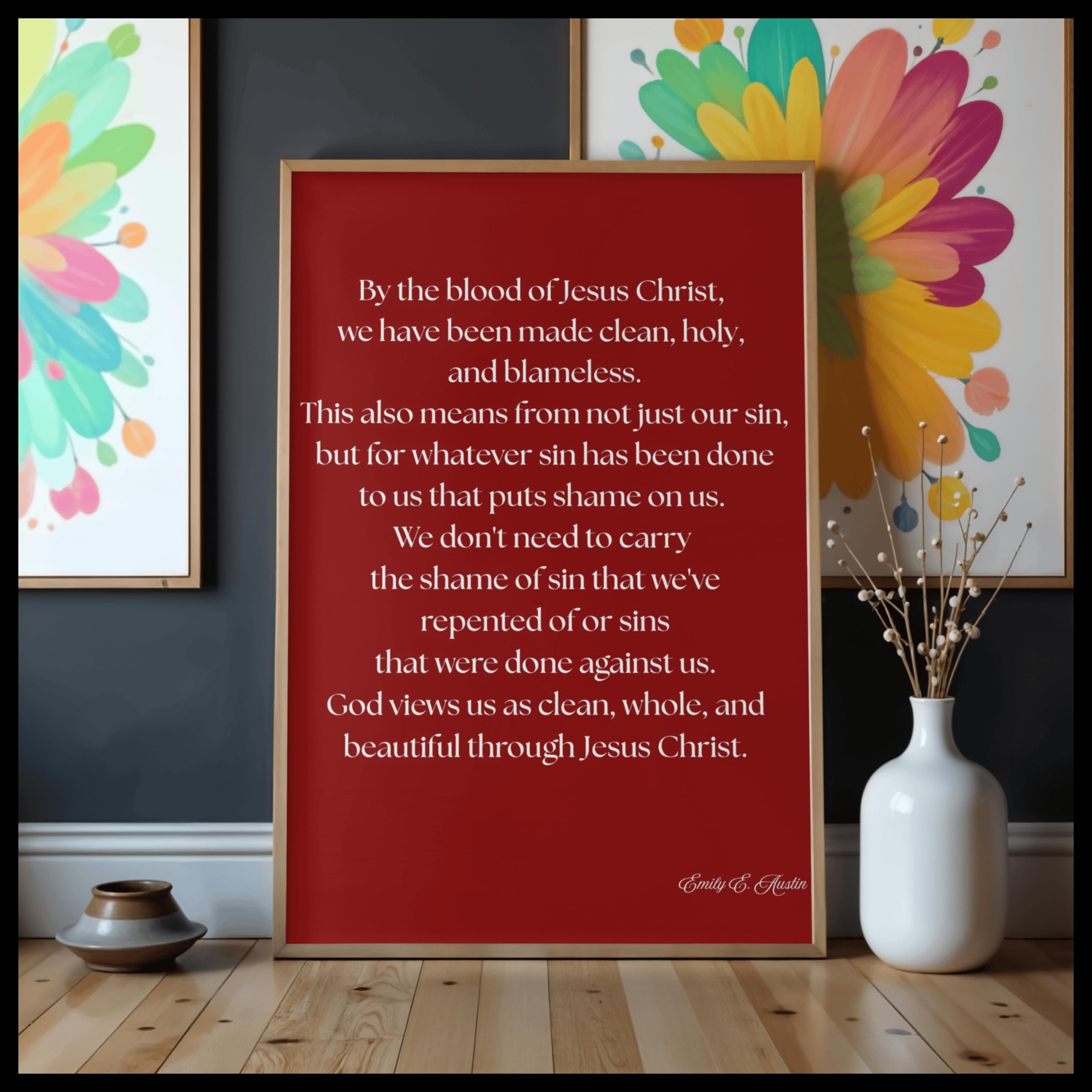 Mindful meditation quote, digital download, God Views Us, red design, wall art