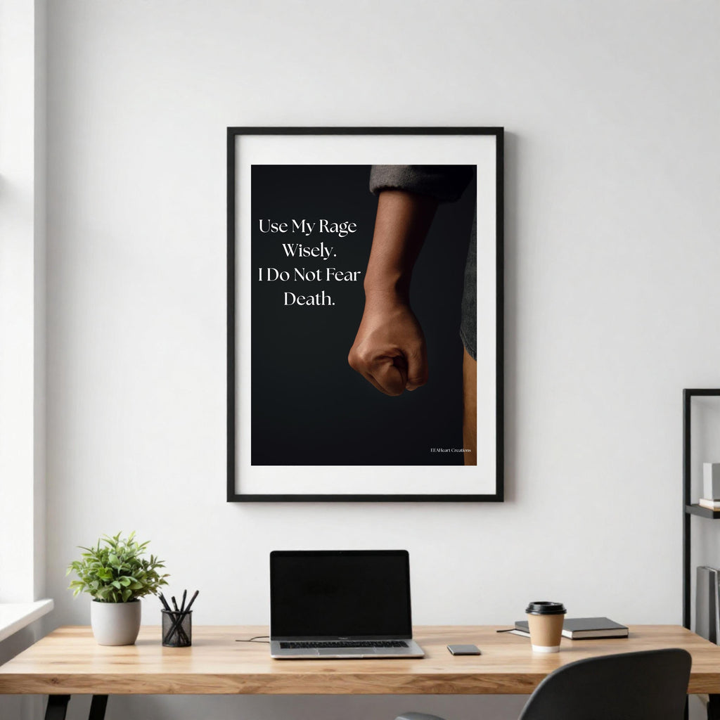 Motivational Wall Art, Use My Rage Wisely, fist design, Printable Poster