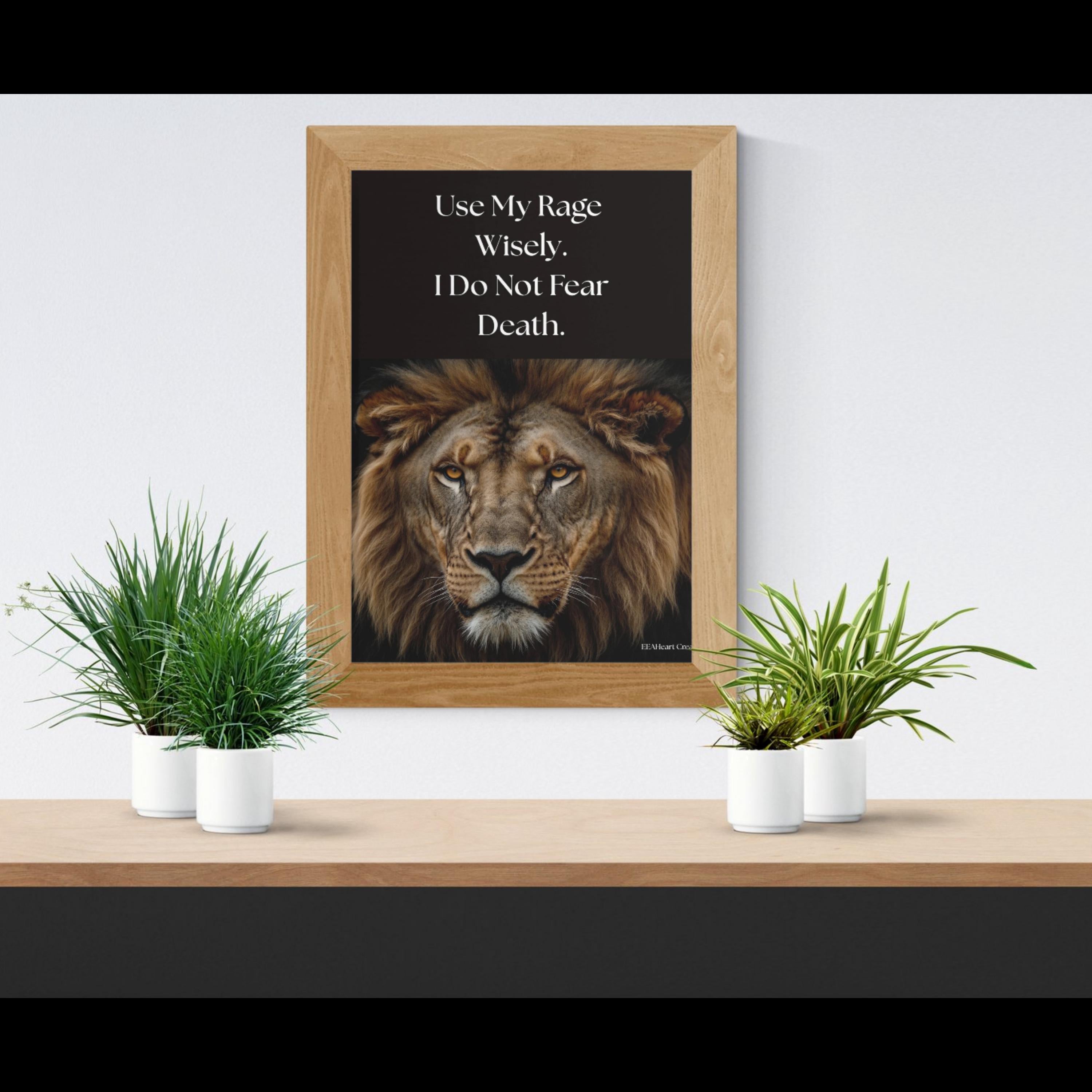 Motivational Wall Art, Use My Rage Wisely, lion design, Printable Poster