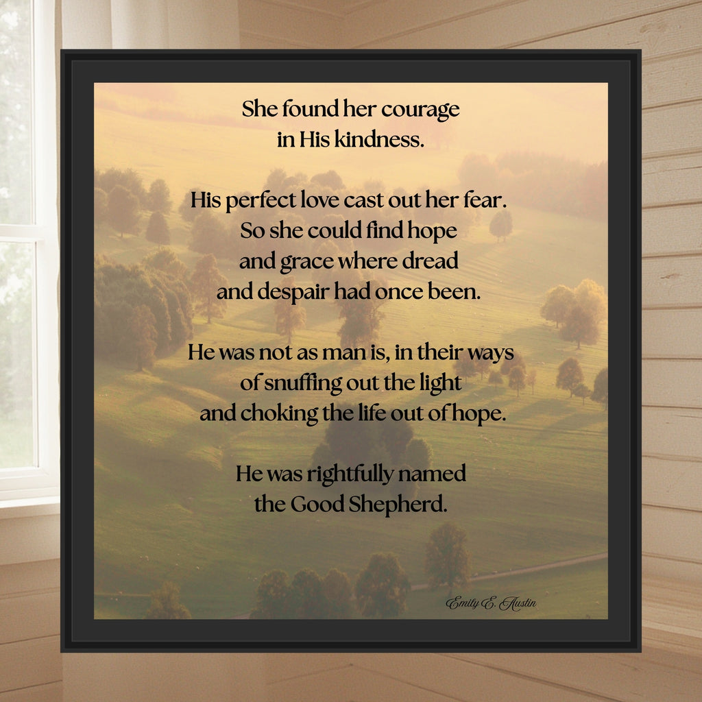 She Found Her Courage printable wall art, tree field design, digital download meditation poster
