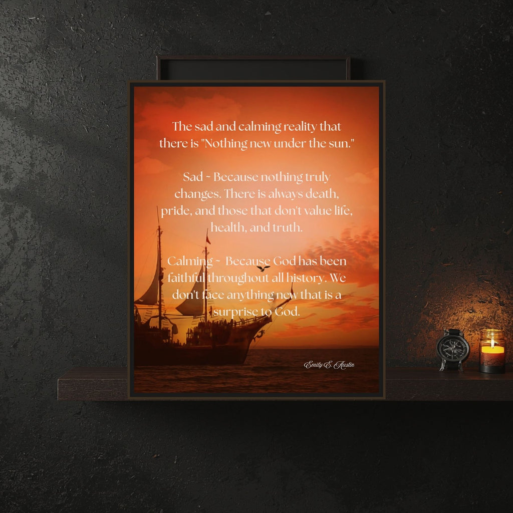 Nothing New Under the Sun Wall Art | Sunset Ship Decor | Faith-Based Digital Download